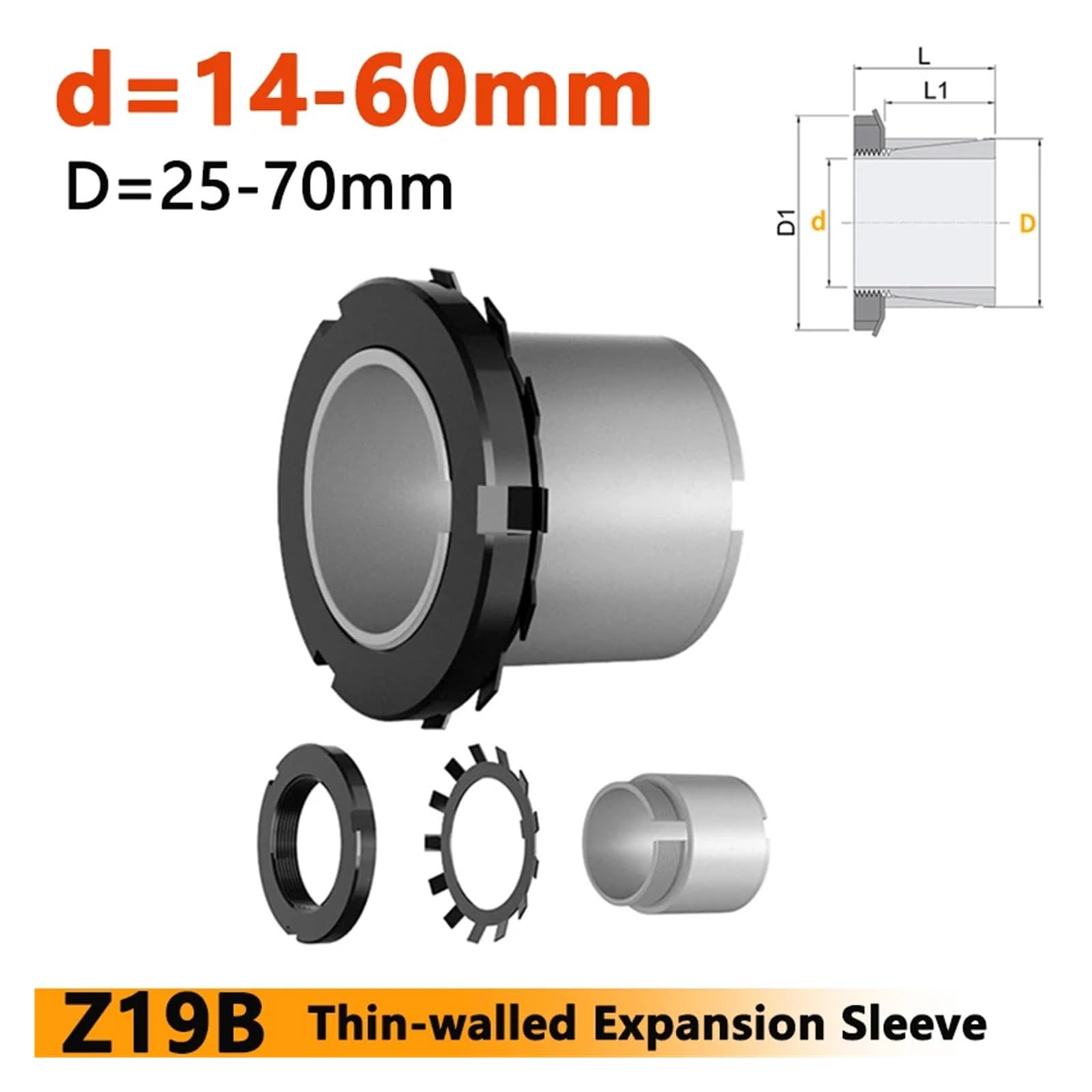 Raccord à douille sans clavette Z19B, diamètre intérieur 14-60 mm, dispositif de verrouillage d'arbre de tension, manchon d'expansion à paroi mince(Z19B-20x30mm)
