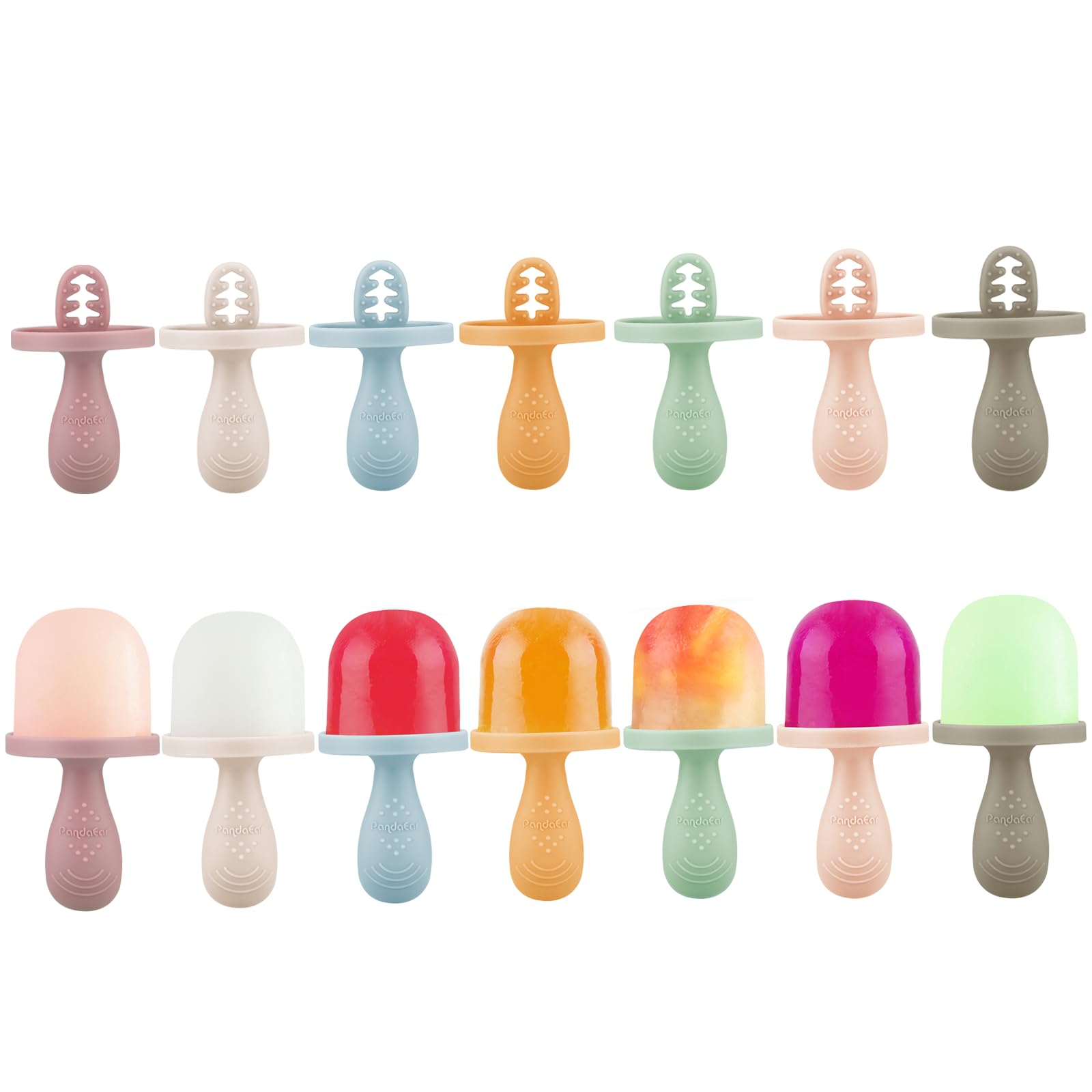 PandaEar Moldes de Silicona para Polos para Niños Pequeños - Mini Moldes de Congelador para Leche Materna y Jugos con Palitos - Máquina de Helados de 7 Cavidades, Libre de BPA y Fácil de Limpiar