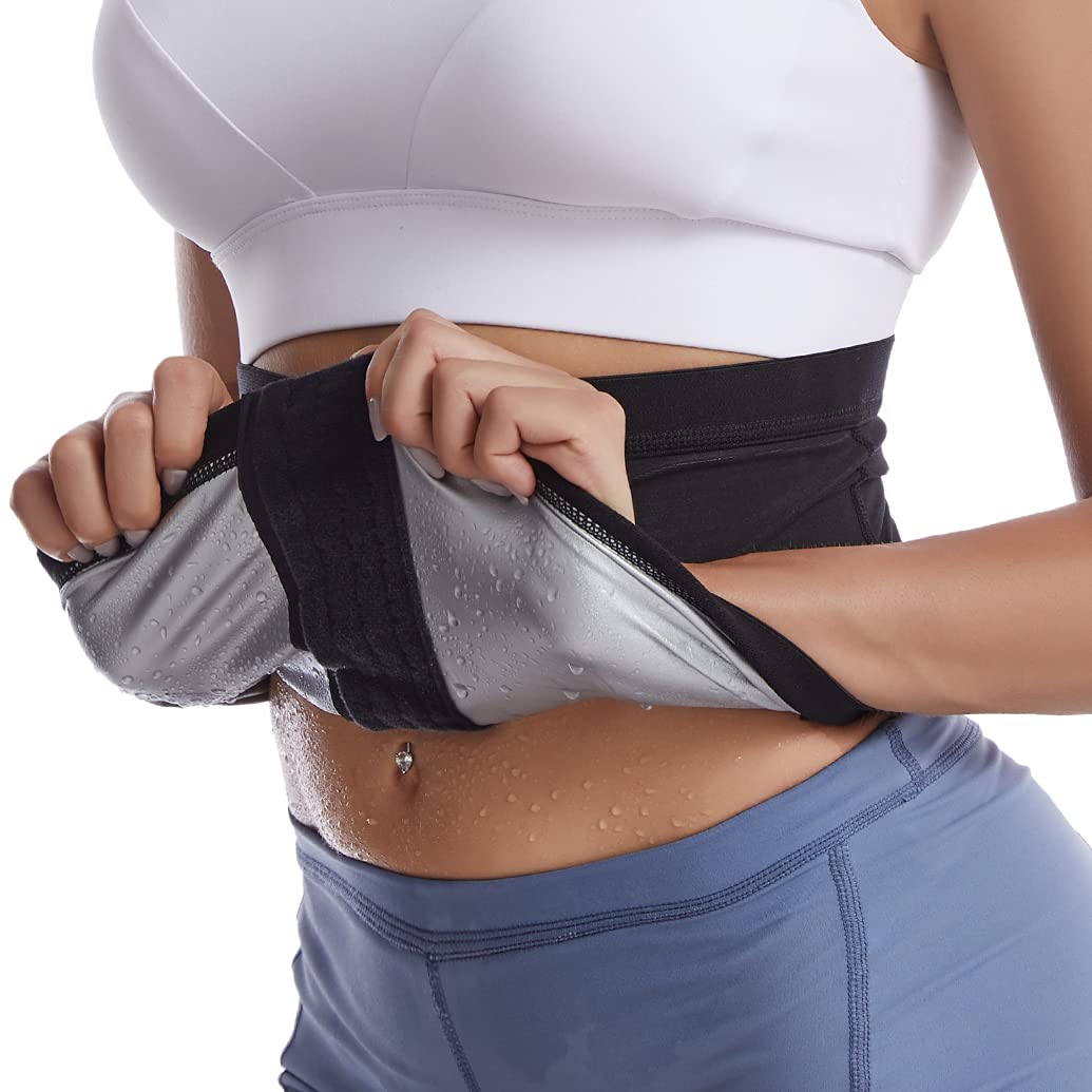 Bakerdani Waist Trimmer for Women Men, Sauna Slimming Belt, Waist Trainer Sweat Workout Shaper, Tummy Control Girdle