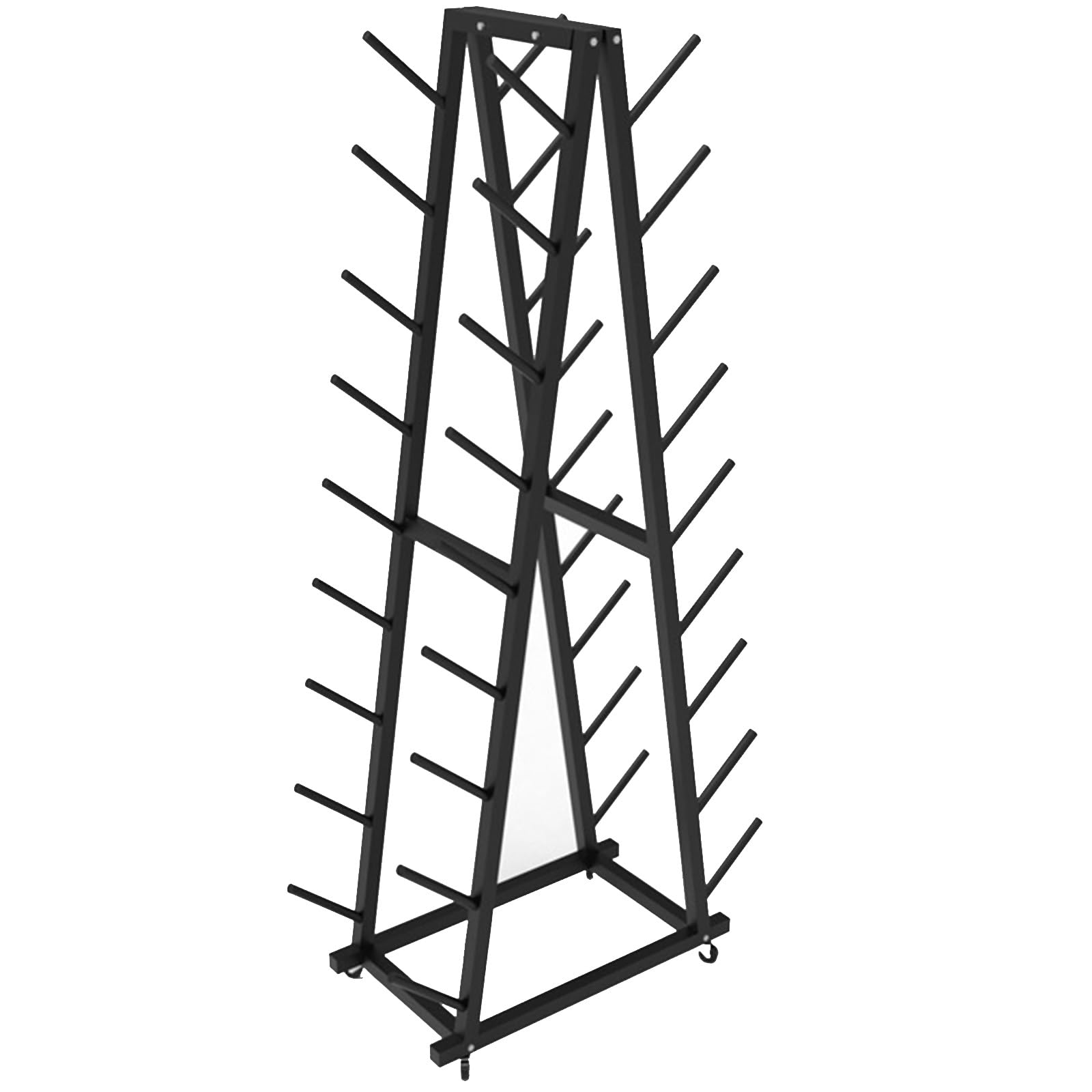 JYHHGDS Large Capacity Double-Sided Yoga Mat Holder & Foam Roller Cart - Floor Standing Pilates Rack with Wheels for Gyms, Studios, and Home Workout Equipment Storage (9 Tier)