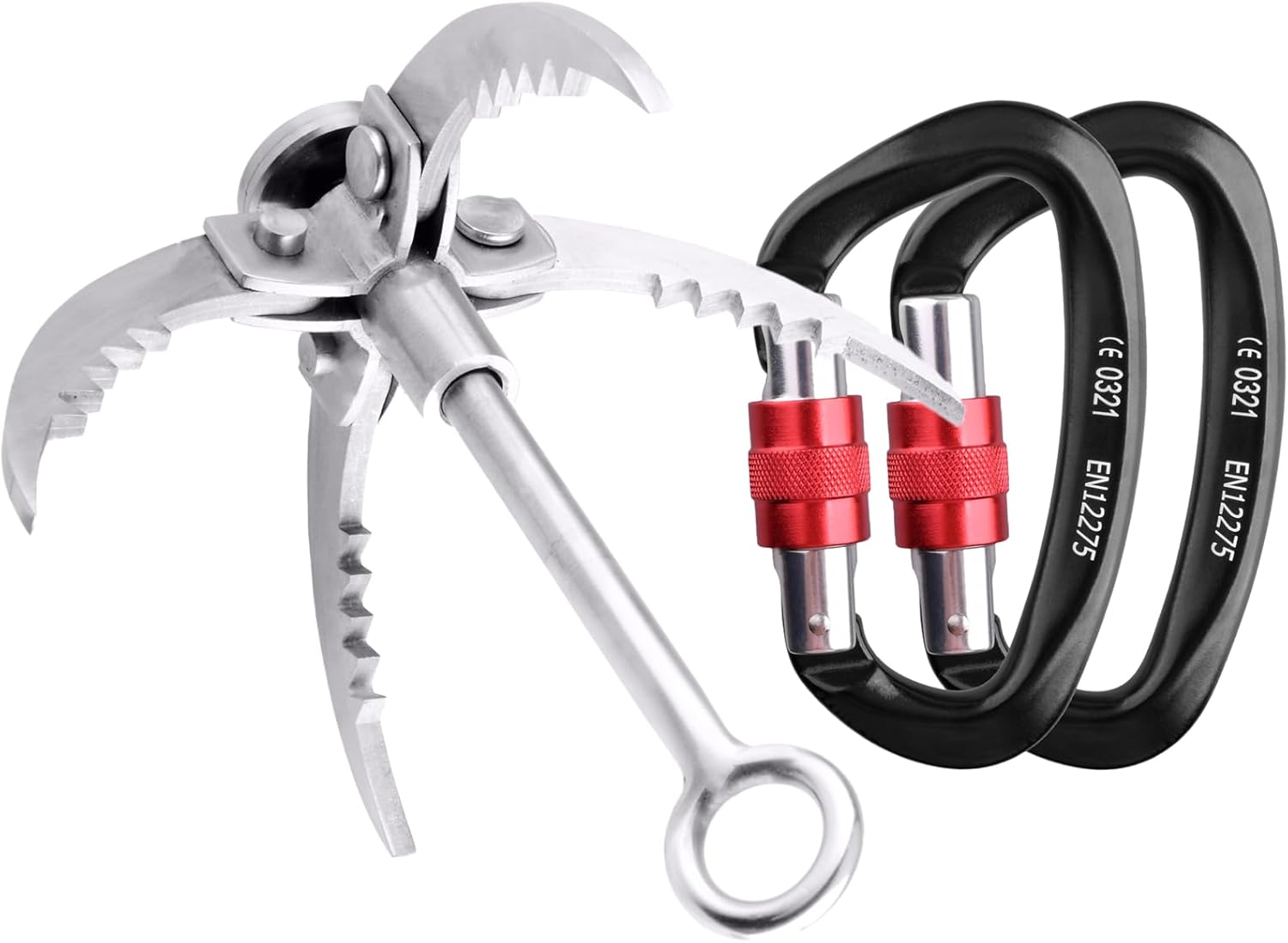 TRIWONDER Grappling Hook and 25kN Climbing Carabiners Clips Heavy Duty