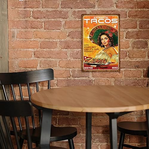 Miniatura 5 de 1 letrero de metal vintage de 8 x 12 pulgadas, retro, de hierro, tacos, comida con aspecto de óxido, para el hogar, bares, cocina, alimentos,