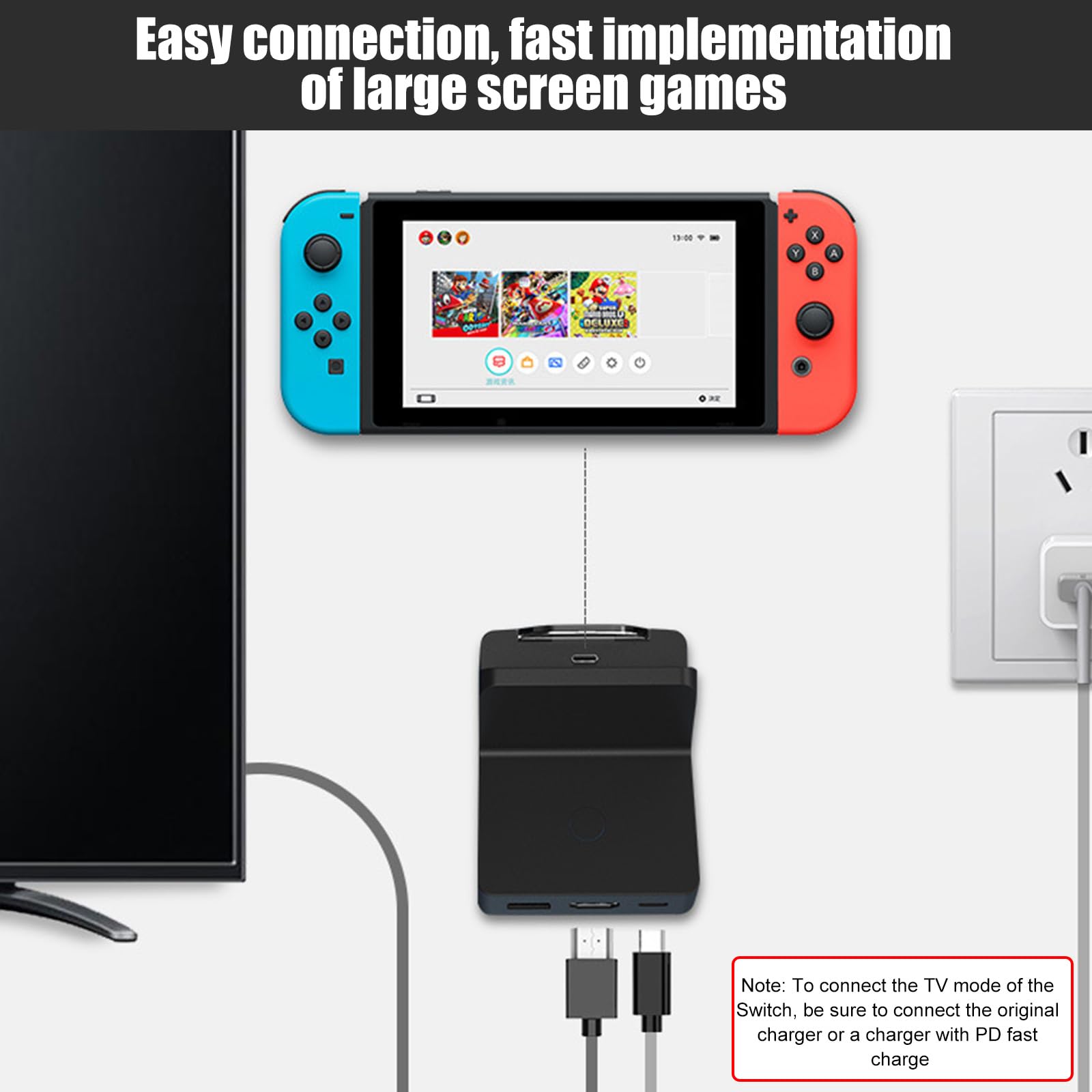 Switch Dock per Nintendo 3 in 1 con Type-C/USB/HDMI, ricarica portatile 4K HDMI TV, docking station PD, supporto proiezione schermi di gioco