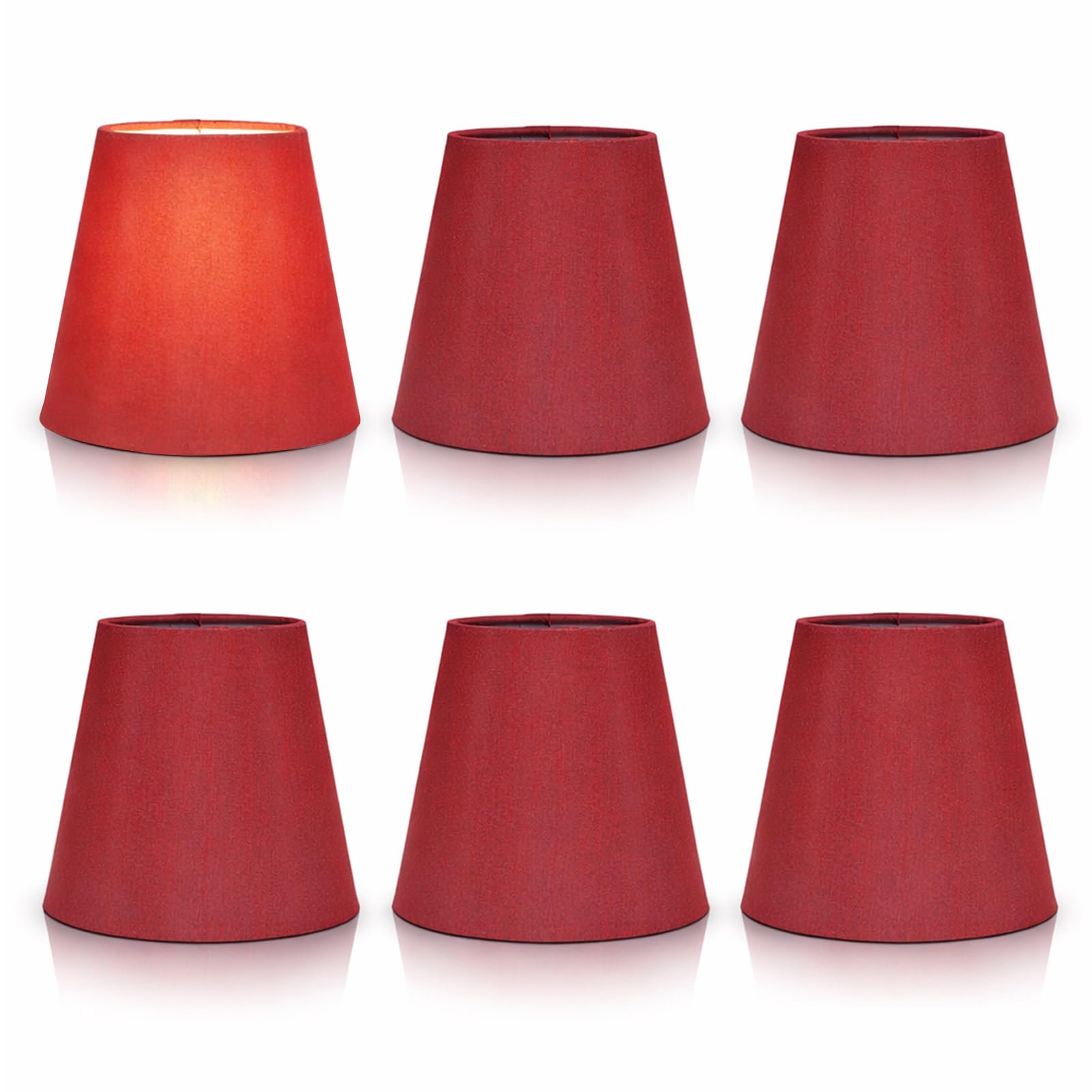Small Lamp Shade, 6PCS Lamps Shades Clip on Lamp Shade Chandelier Lamp Shades Lamp Shade Small Lamp Shades for Table Lamps(Wine red) — image 1