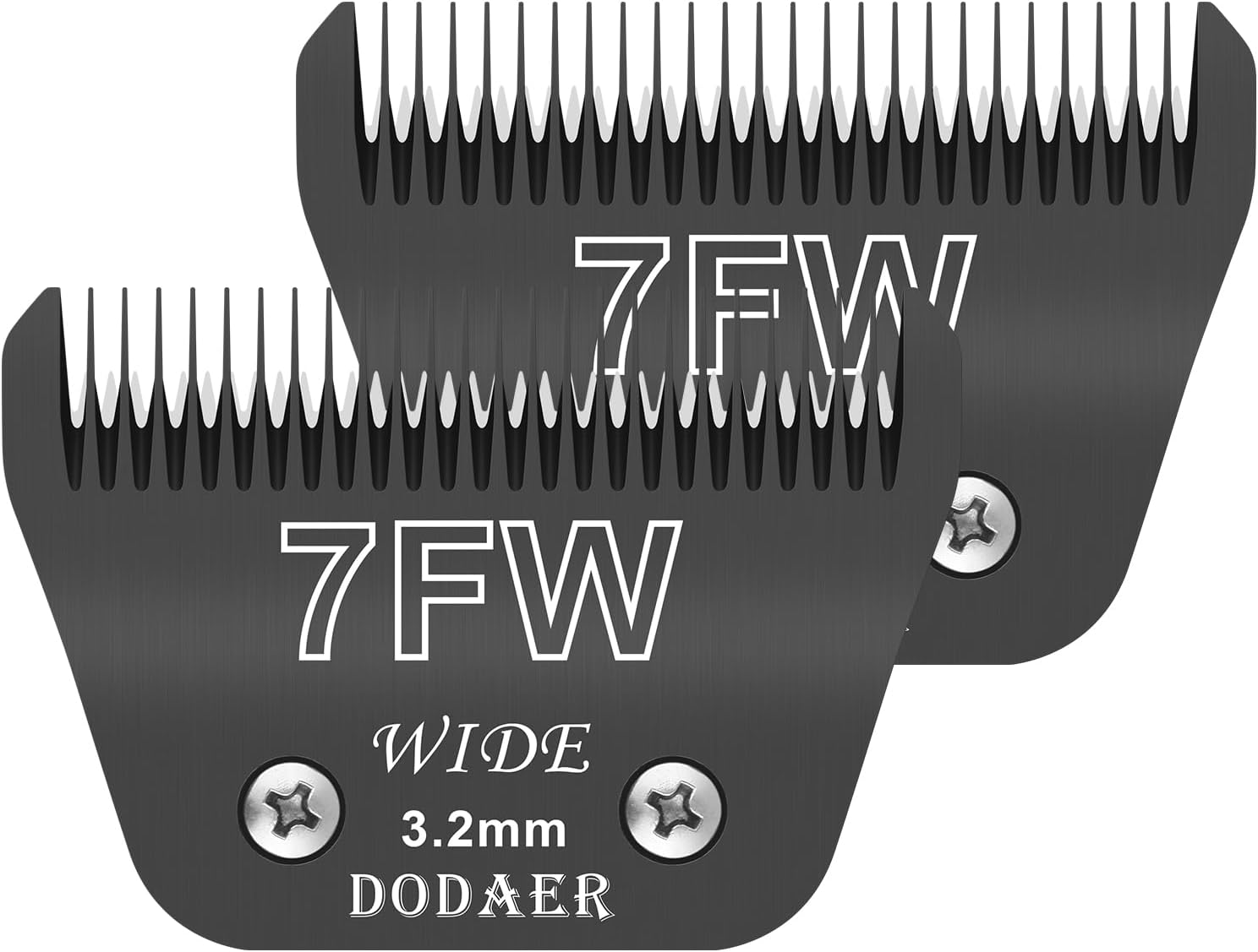 7FW Wide Blades for Dog Grooming,Compatible with Andis,Oster A5,Wahl km10 Clippers,Cutting Length 1/8",2 Pack (Black)