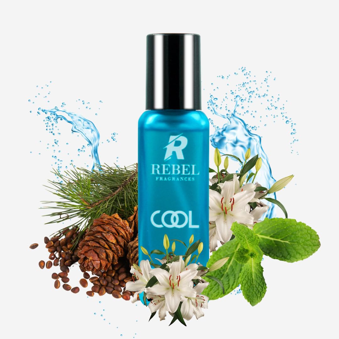 REBEL Fragrances Cool EDP Unisex Perfume, 20ml | Long Lasting AQUA Eau De Parfum with Notes of Sea water, Mint, Cedar & White Musk (Aquatic)