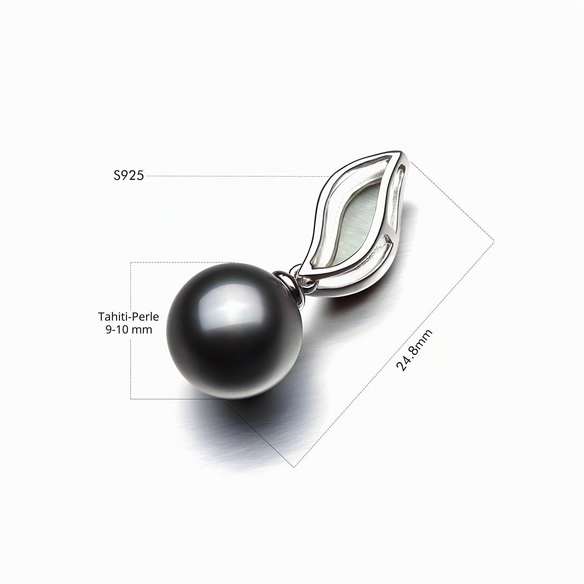 Viki Lynn Halskette mit Perlen-Anhänger, Flamme D'Amour, Tahitiperle, für Damen, aus Aufzucht, Schwarz 9–10°mm, Klasse AAA, Silber 925/1.000, Größe 45°cm