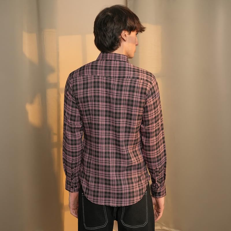 Image of CAHOOT Men's Gingham Shirt | Casual Wear | Spread Collar | Long Sleeve | Button Closure | Shirt Crafted with Comfort Fit for Everyday Wear