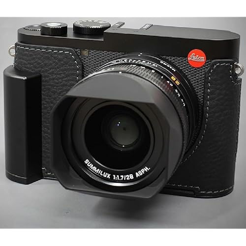 LIM'S Genuine Italy Leather Camera Half Case Metal Grip Dovetail Plate for Leica Q3 [Black]