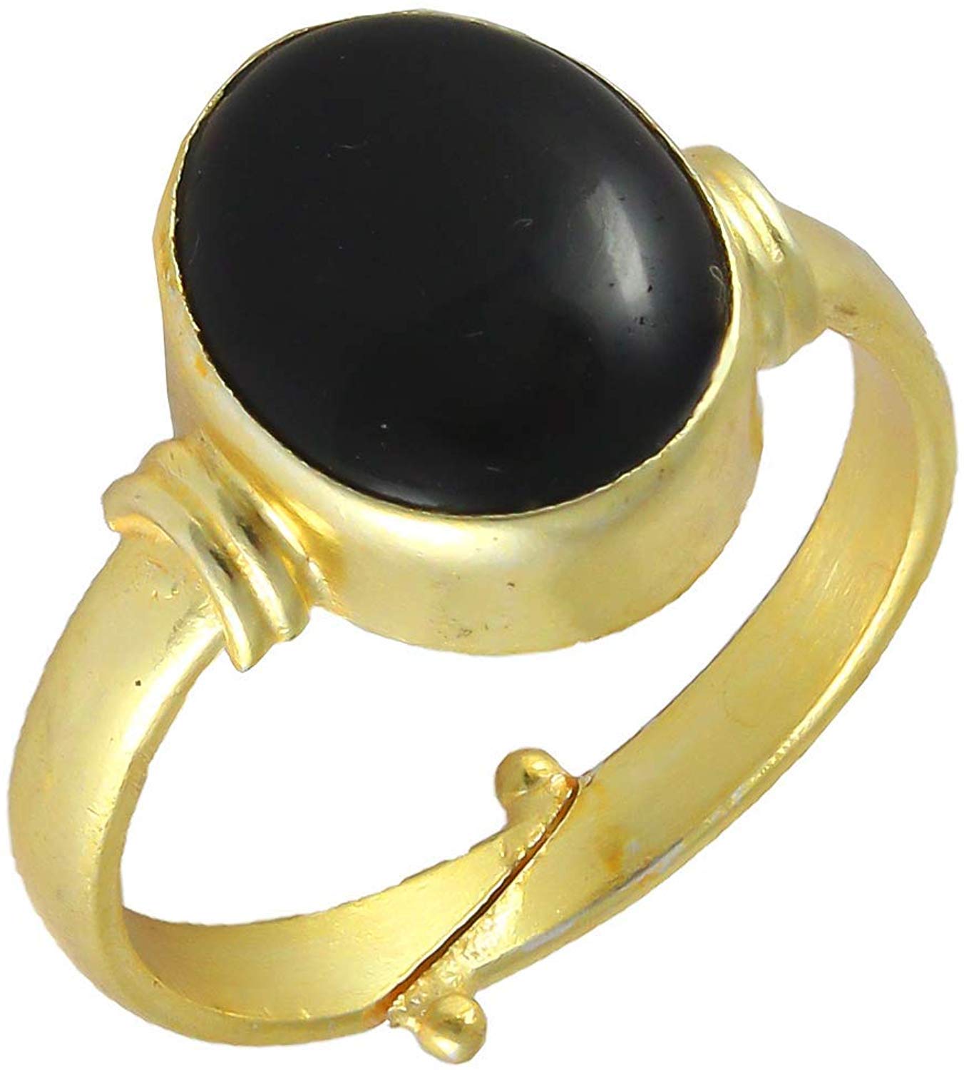 Rostak 4.00 Ratti Natural Black Onyx Rashi Ratna Kaala Akik Precious Gemstone Adjustable Ring
