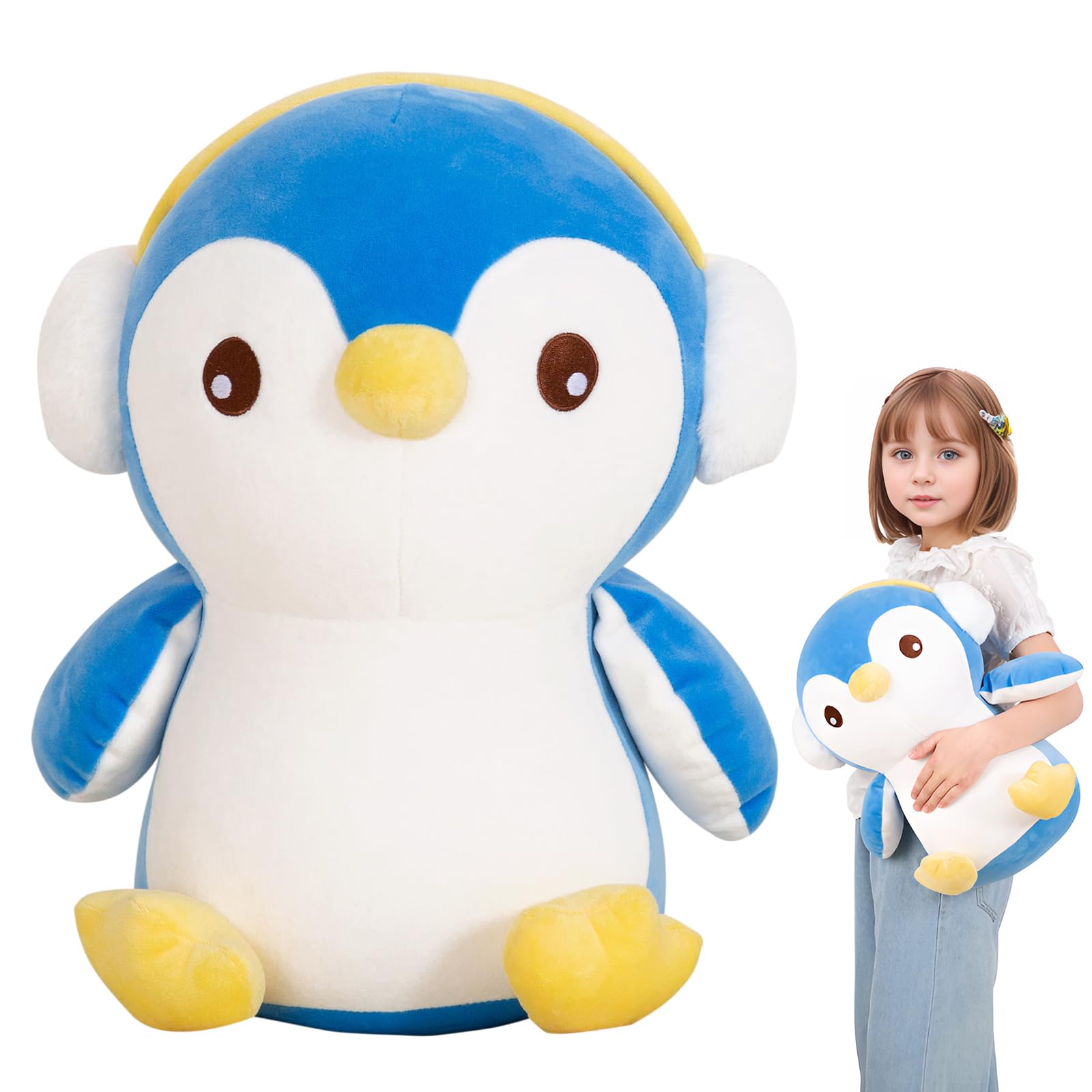 MMguai 16" Cute Penguin Stuffed Animals, Large Black Penguin Plush Cushions Pillow Toys Room Decor, Soft Penguins Big Plushies Gift for Kids Girl Boy,