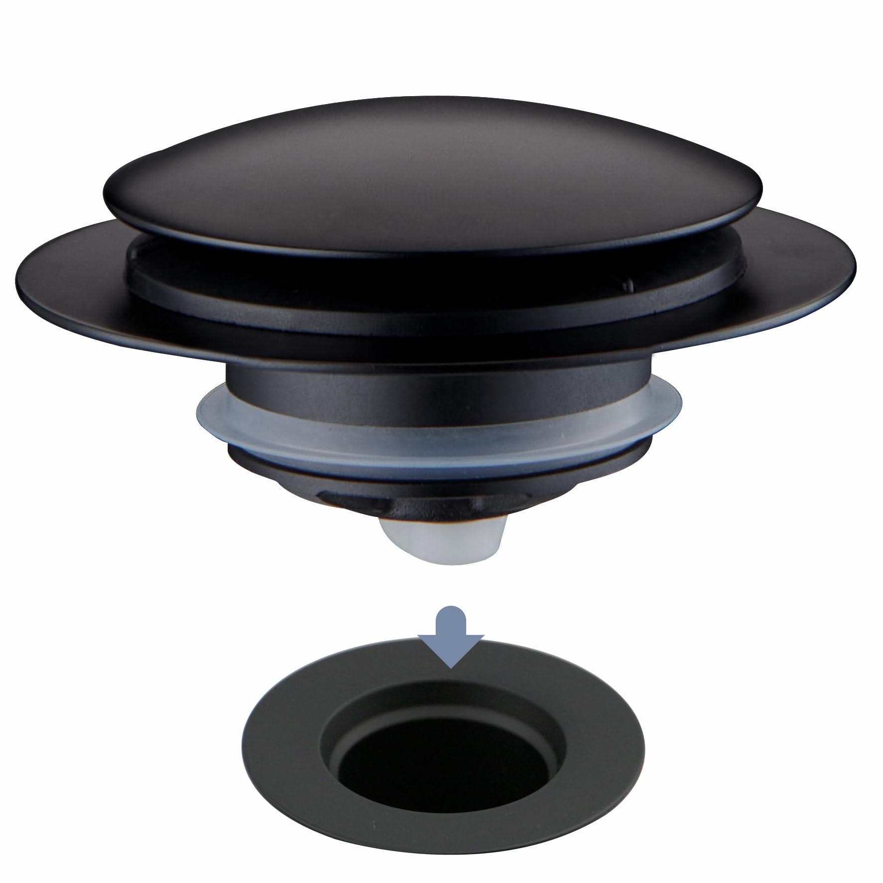 Matte Black Tub Drain Stopper, Hidrop Pop Up Universal Tub Dain Tip Toe Bathtub Drain Stopper, Fit 1.375 to 1.5 Inches, Replaces Lift and Turn, Tip-Toe and Trip Lever Drains for Tub, EZ Installation