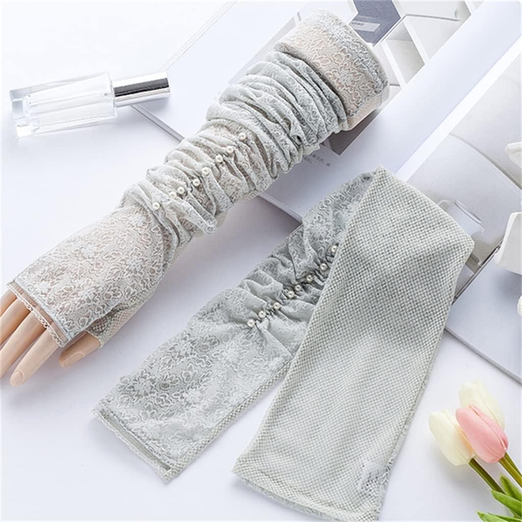 HBJWOV Arm Guard Ice Silk Gloves Women's Long Driving and Cycling Thin Sleeves Ice Sleeves(Black)