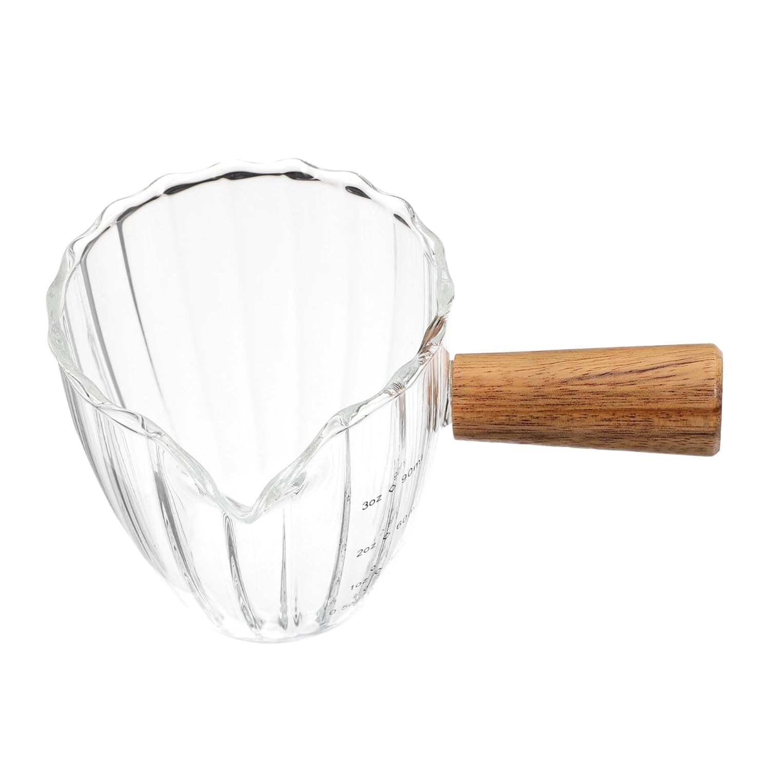 LIFKOME Mini Milk Jug Espresso Coffee Cup Wood Handle Measuring Cup Pitcher for Expresso Shot Household Scale Travel