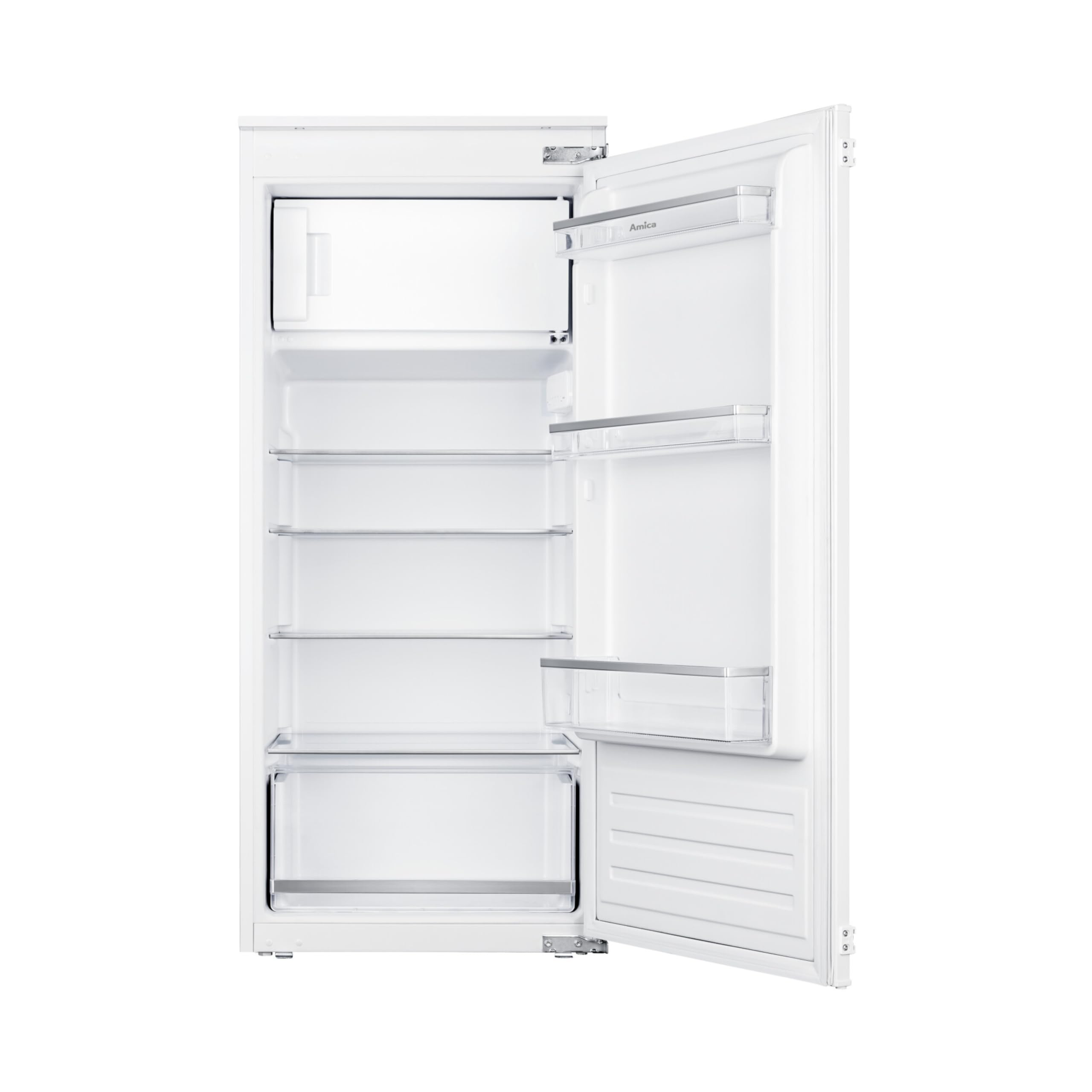 Amica Einbau Kühlschrank mit Gefrierfach 122 cm Nische Schlepptür Technik Inverter Motor elektronische Steuerung LED Beleuchtung Tür Offen Alarm
