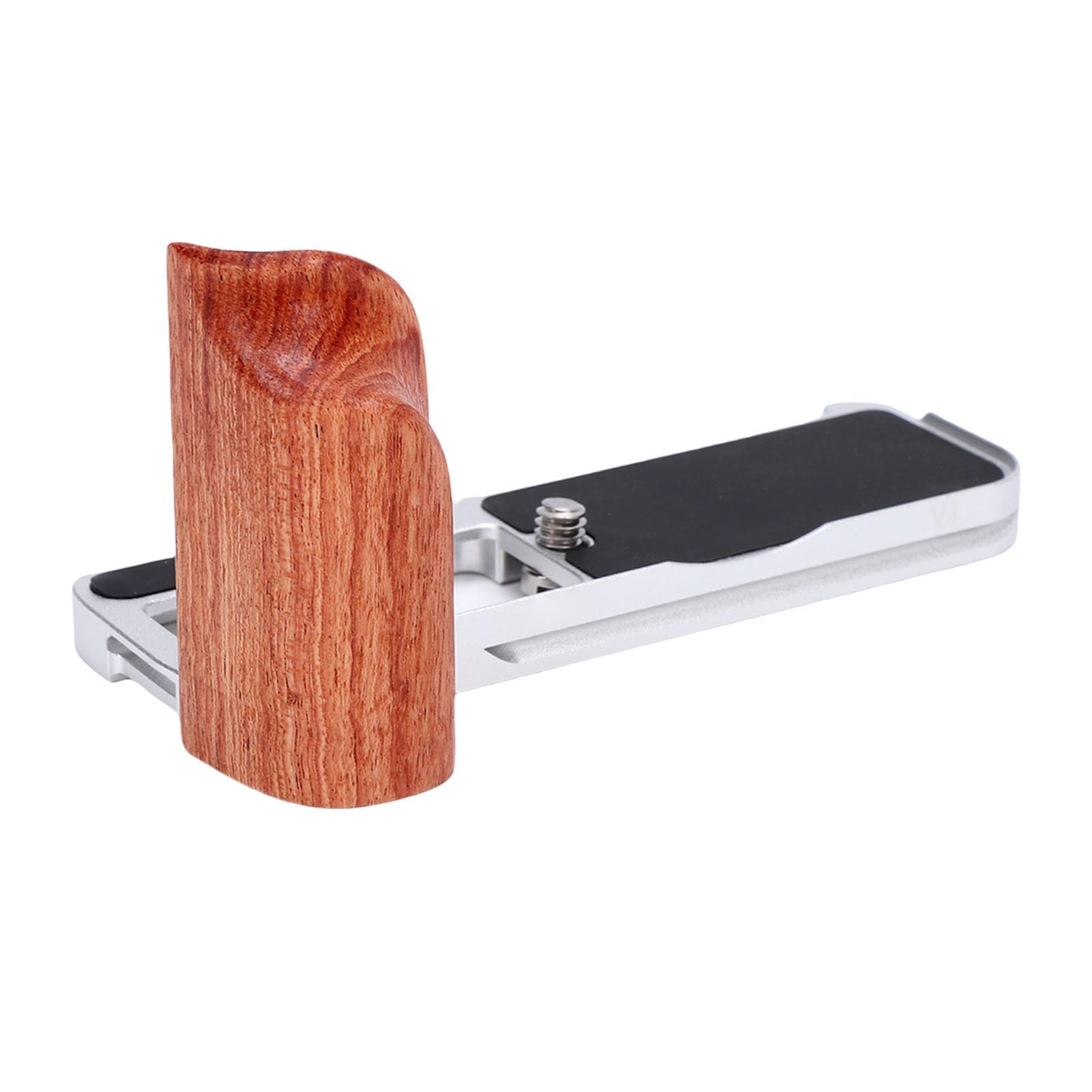 Tosuny Staffa a L per V1, Piastra a Sgancio Rapido in Alluminio (SILVER) | L Shape Handgrip with Wood Grip, 1/4 Inch Threaded Hole, Support for Arca Tripod