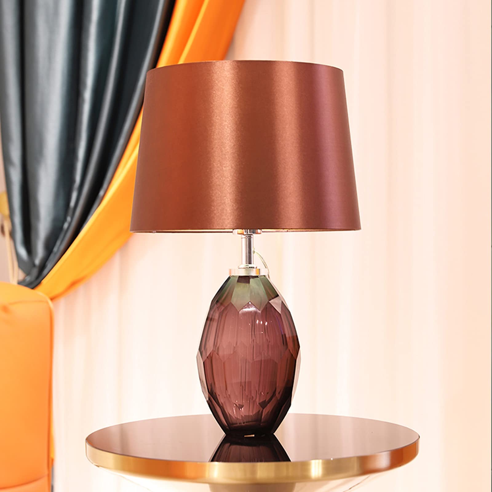 XANAYXWJ Lampada da scrivania Lampada da Comodino in Vetro con Paralume in Tessuto Lampada da Comodino Creativa per casa e Ufficio Lampada da Studio, Lampada da Comodino Alta da 21,6 Pollici Lampada