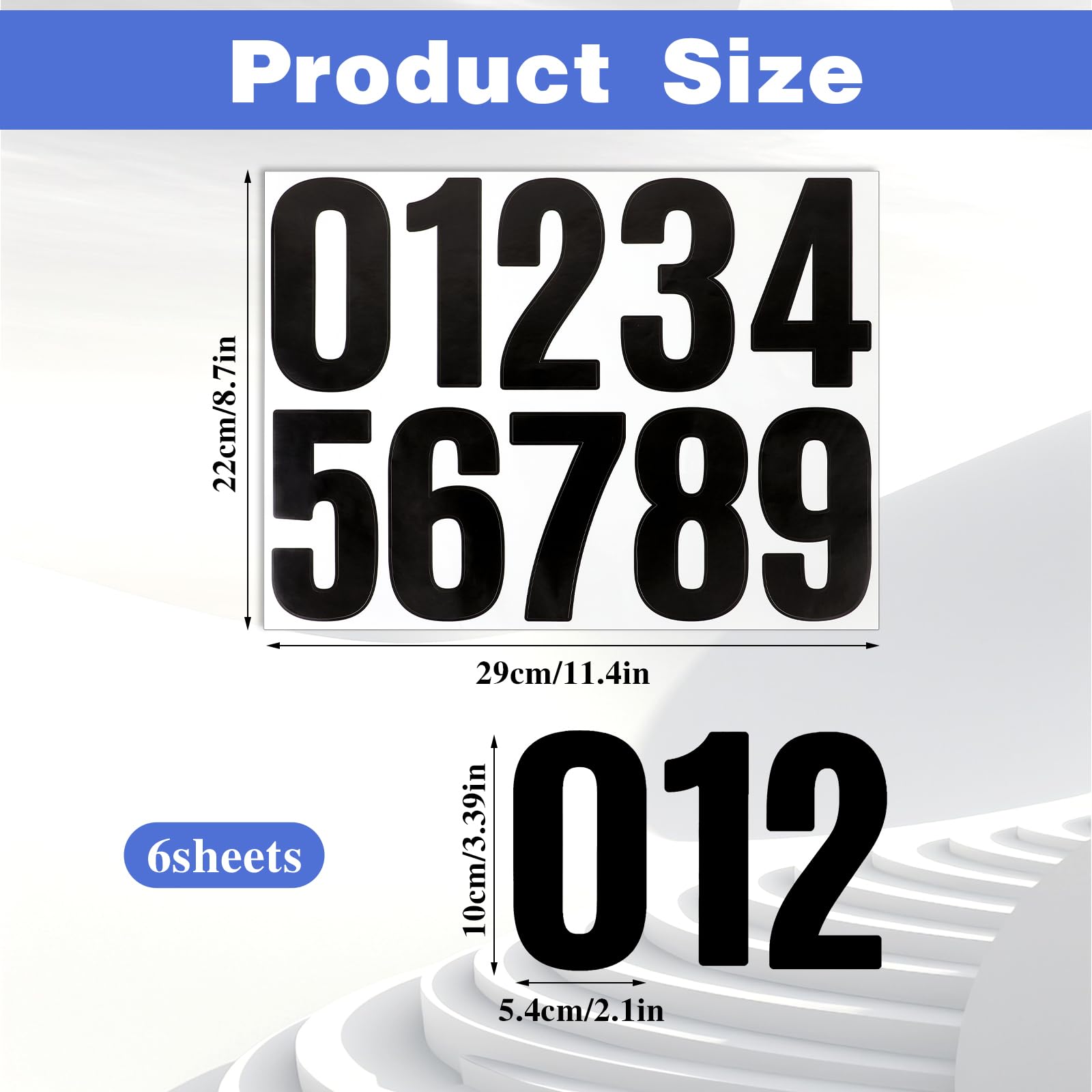 12 Sheets 3 Inch Vinyl Mailbox Numbers – Self-Adhesive Address Stickers For House, Door, Sign (Black, 188 Pcs)