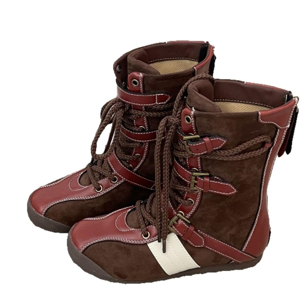 Boxing Shoes Winter Sonw Combat Boots Lether High-Top Ankle Support Lace Up Non-Slip Goth Jazz Training Riding Walking