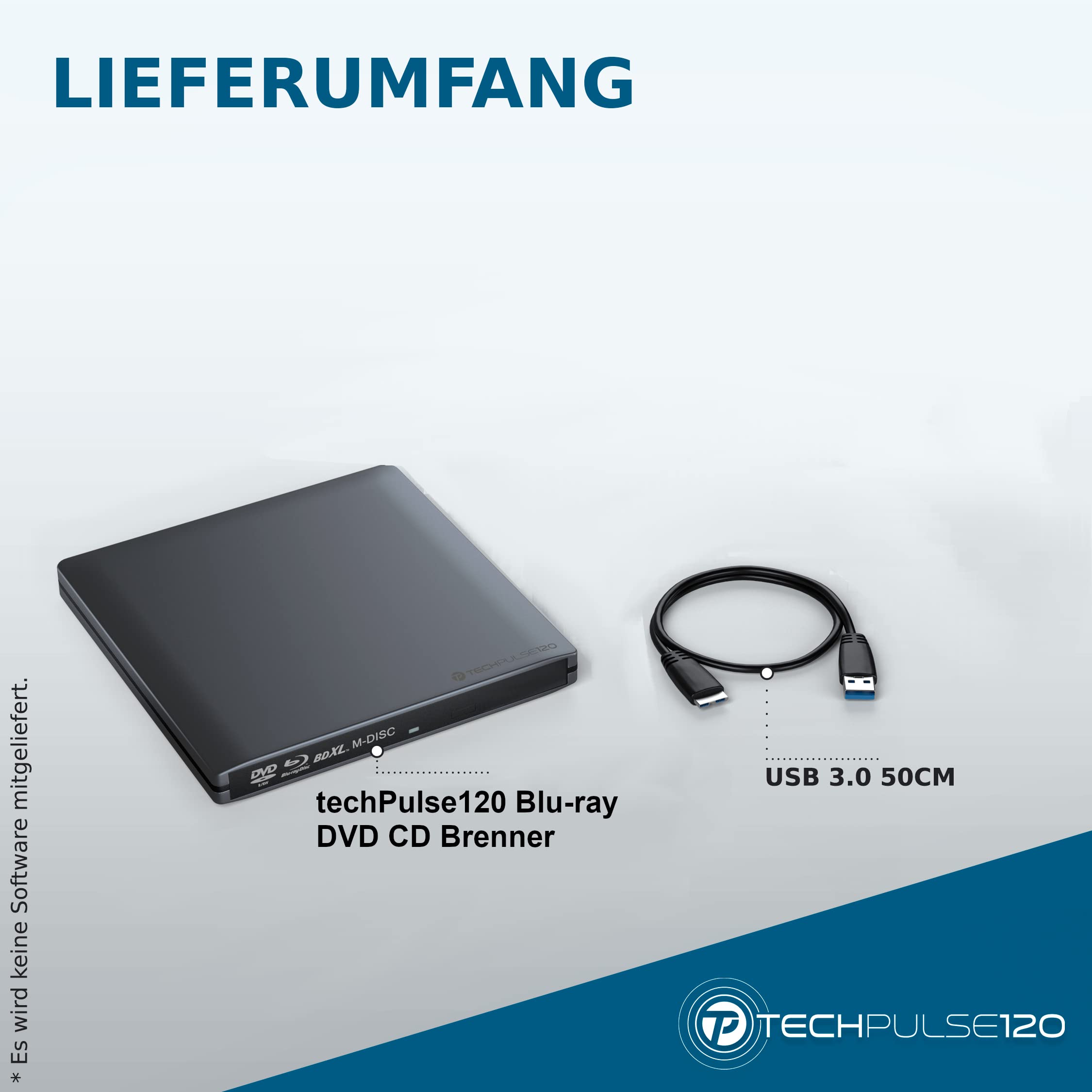 techPulse120 Grabadora de BLU-Ray USB 3.0, versión 3 Aluminium [Grabadora de Blu-ray USB 3.0] Gris aluminio / antracita