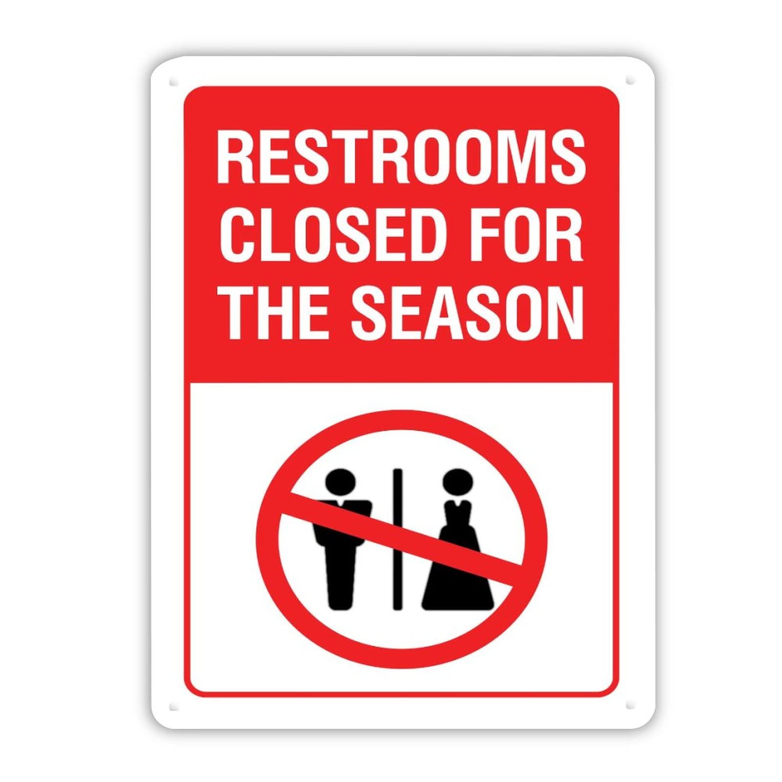 Panneau restrooms closed for the season en métal étanche
