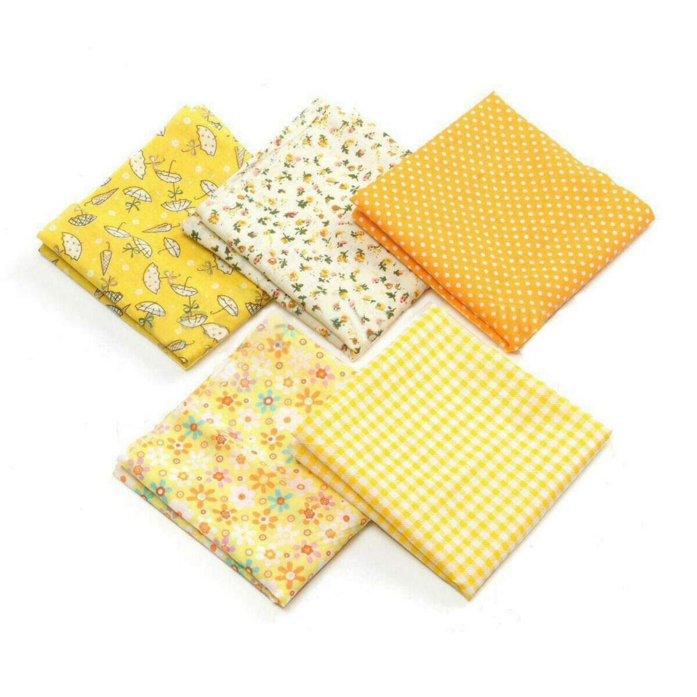 5Pcs 50x50cm Different Pattern Cotton Patchwork Fabric Squares Bundle Quilting Scrapbooking Sewing Artcraft DIY Fabric - Yellow Series