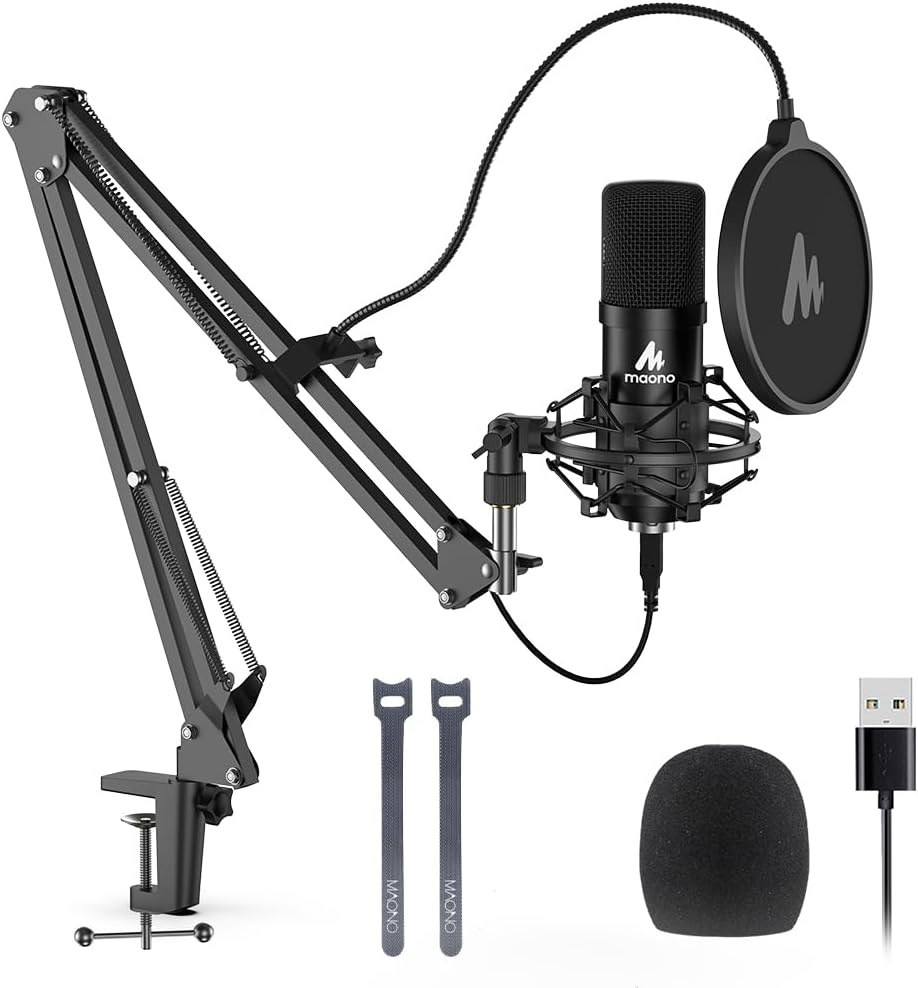 USB Microphone Kit 192KHZ/24BIT Plug & Play MAONO AU-A04 USB Computer Cardioid Mic Podcast Condenser Microphone with Professional Sound Chipset for PC Karaoke, YouTube, Gaming Recording 141