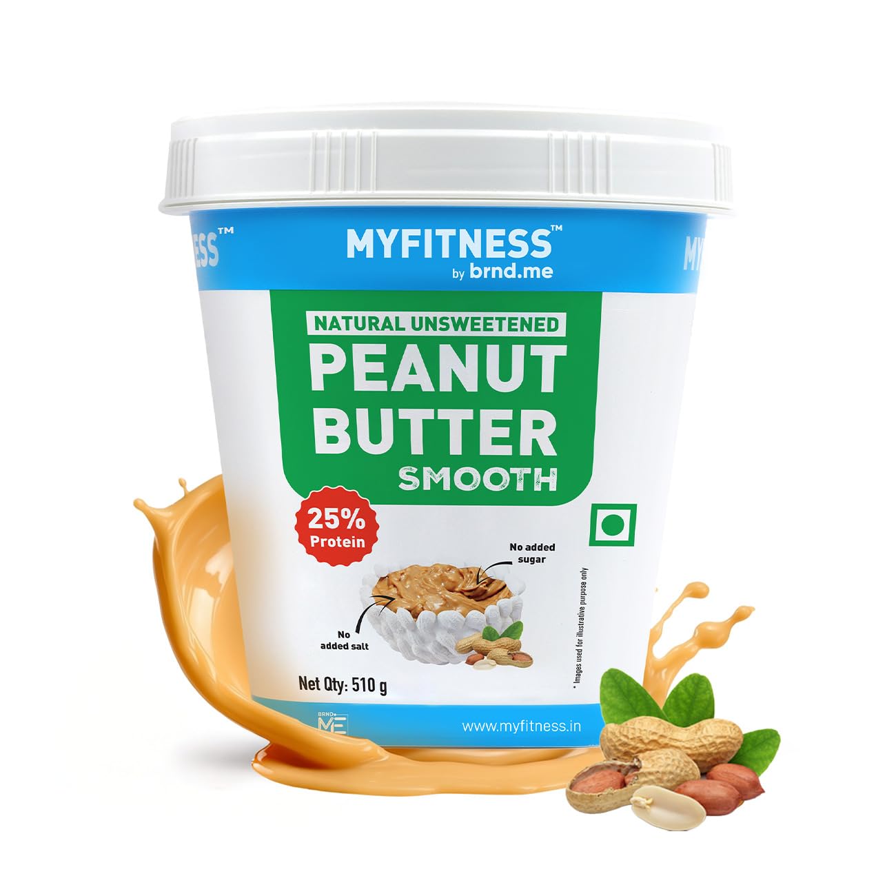 All Natural Peanut Butter Smooth 510g | 100% Roasted Peanuts | 25g Protein | Nut Butter Spread | No Added Sugar & Salt | No Palm Oil | Zero Cholesterol | Unsweetened Peanut Butter