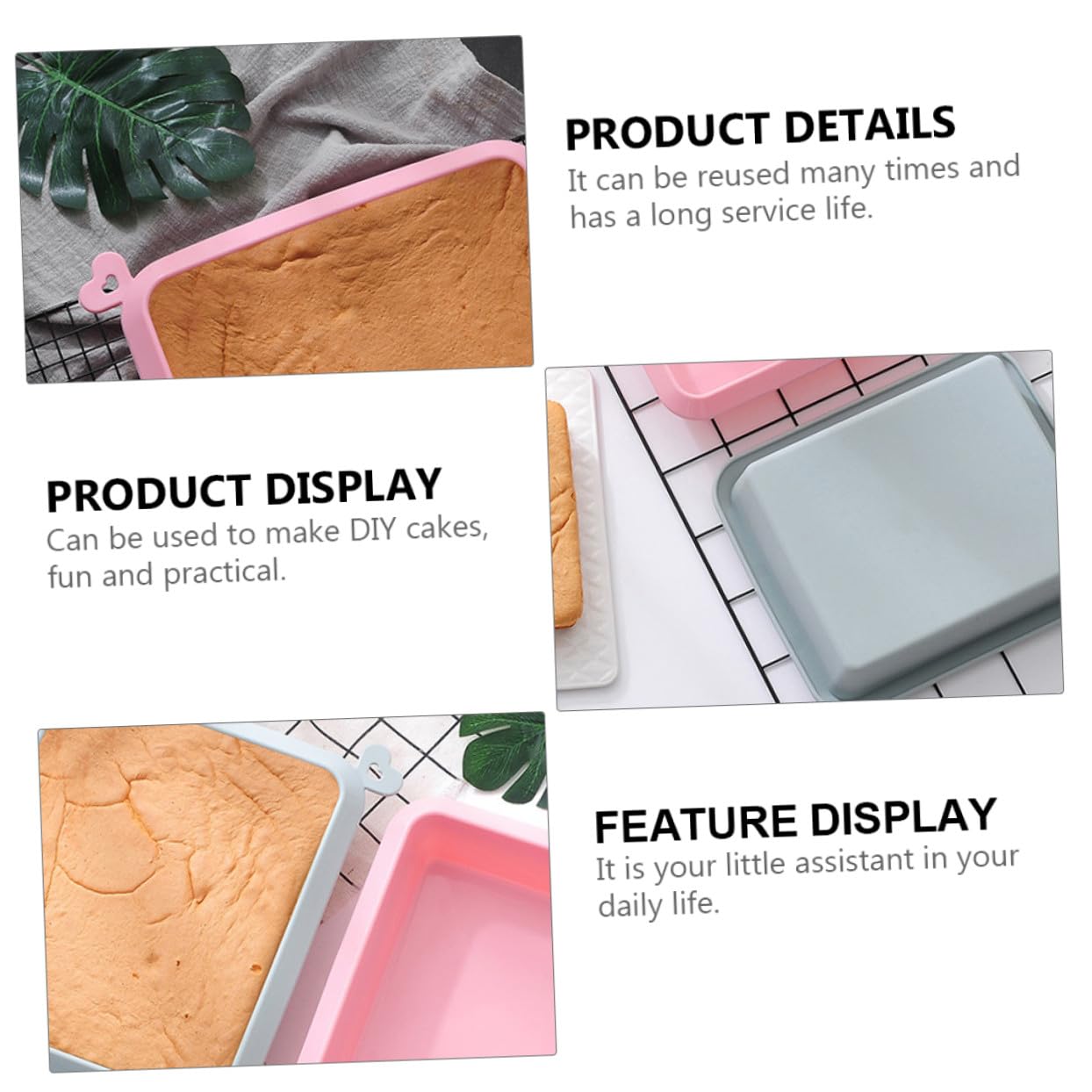 Molde Rectangular de Silicona para Hornear, 2 Piezas | Rosa y Azul, Reutilizable Desmoldeo Rápido, para Gelatina y Cubitos de Hielo