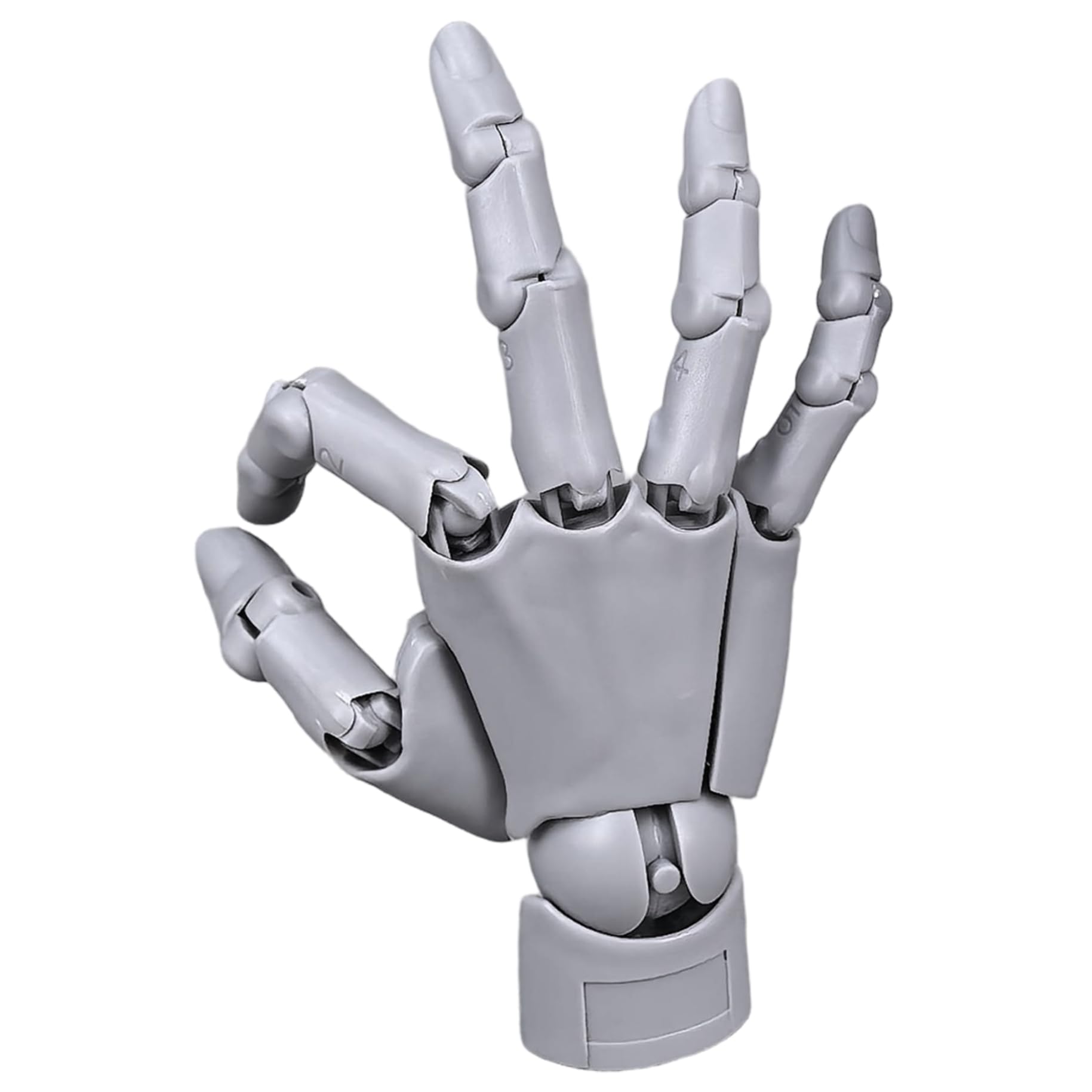 Grtheenumb Articulated Hand|Articulated Hand Flexible Model with Moveable Joint & Base DIY Friendly PVC Model for Drawing, Painting, Sketching, Grey