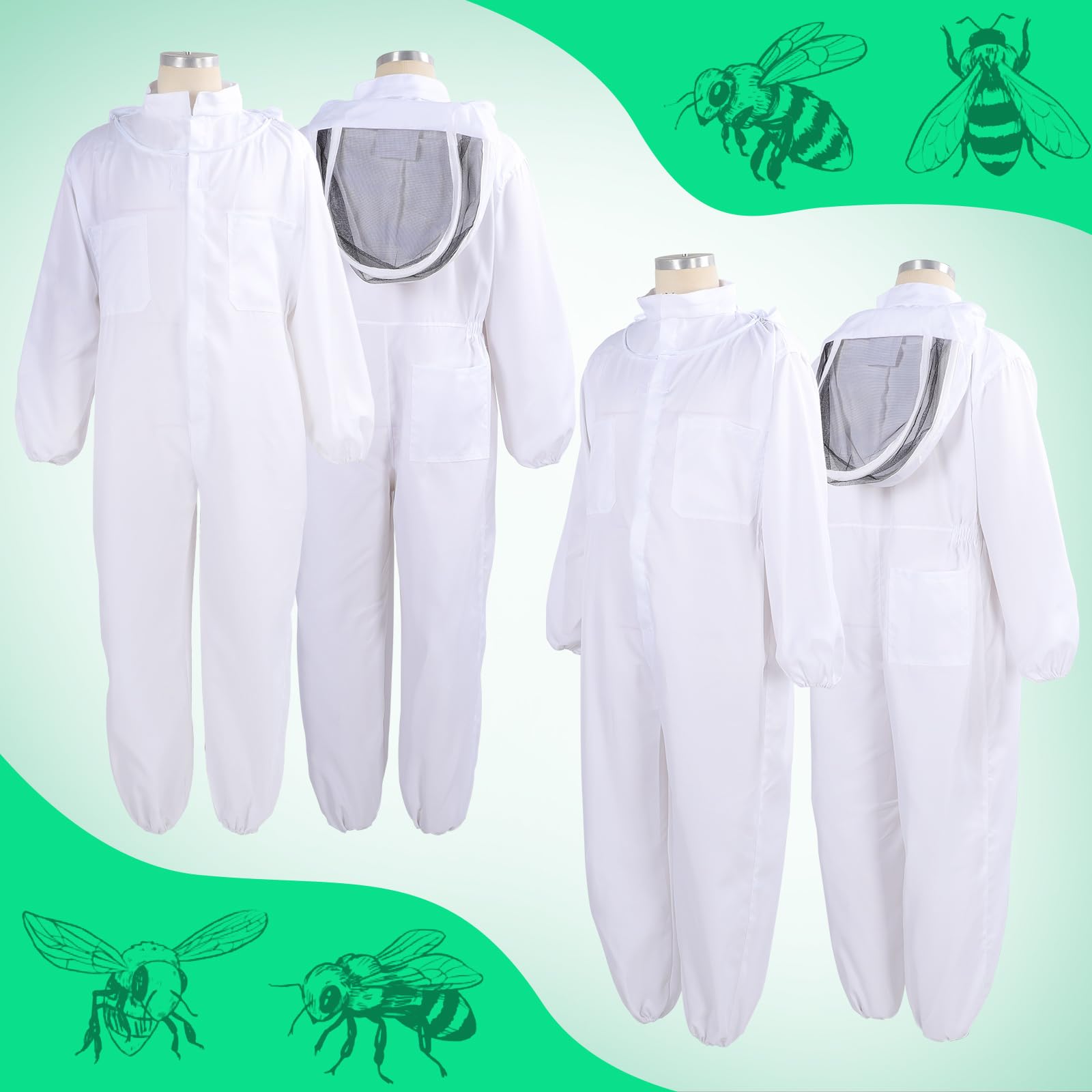 Gugxiom Costume da Apicoltore per Donne e Uomini, Tuta Professionale da Apicoltore con Guanti e Copertura Ventilata, Tuta Completa per Apicoltori Professionisti e Principianti (L)