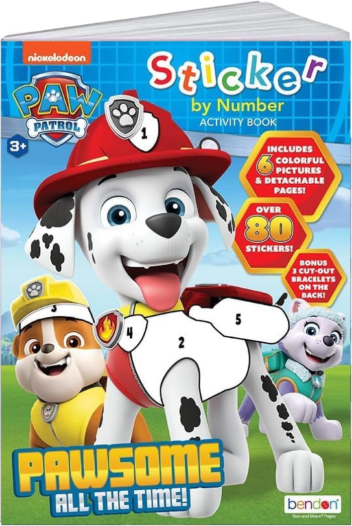 Paw Patrol Sticker by Number | Paw Patrol Sticker | Chase, Marshall, Rubble, Skye, Everest Stickers | Over 80+ Stickers | Officially Licensed