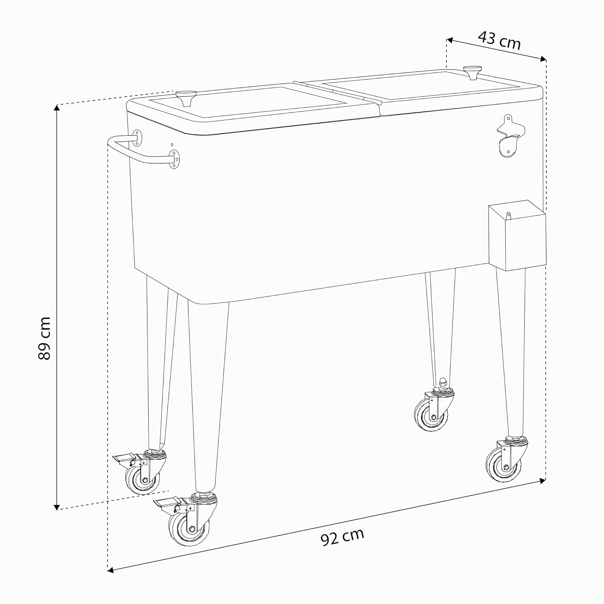 AXI Retro Getränkekühler | Kühlwagen/Kühler mit Rollen - 76 Liter | Fahrbare Kühlbox in diversen Farben für den Garten/Outdoor.