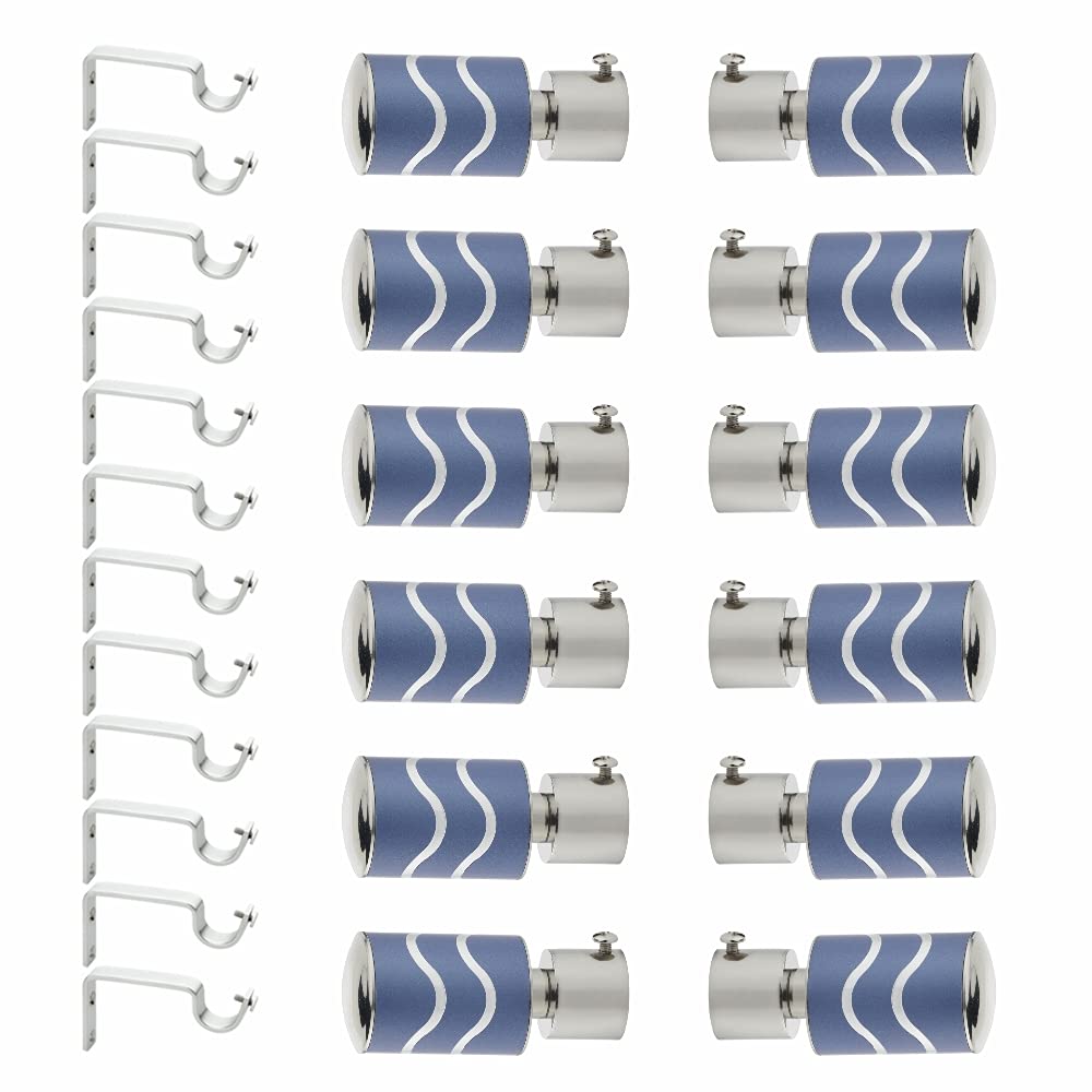 GLOXY ENTERPRISE Stainless Steel Curtain Bracket Parda Holder with Support 1 Inch Rod Pocket Finials Designer Door and Window Rod Support Fittings, Curtain Rod Holder (Blue 6 Pair) (B09339CTDN) Amazon Price History, Amazon Price Tracker
