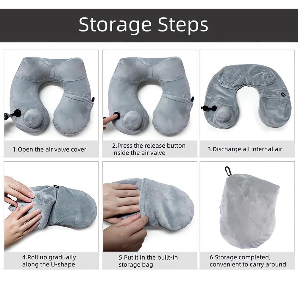 Cuscino Gonfiabile per Il Collo, Cuscino Gonfiabile da Viaggio, Supporto Ergonomico per Il Collo, Cuscino Gonfiabile Regolabile, Cuscino Multifunzionale E Confortevole per Il Collo (B)