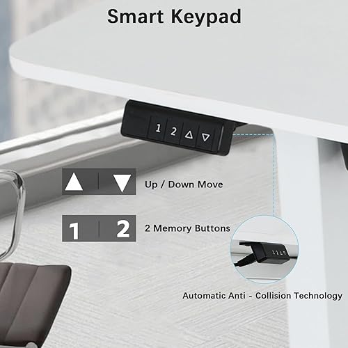 Miniatura 4 de Escritorio de pie, escritorio ajustable de 55 x 28 pulgadas, altura ajustable con gran espacio y soporte para auriculares, escritorio de pie con