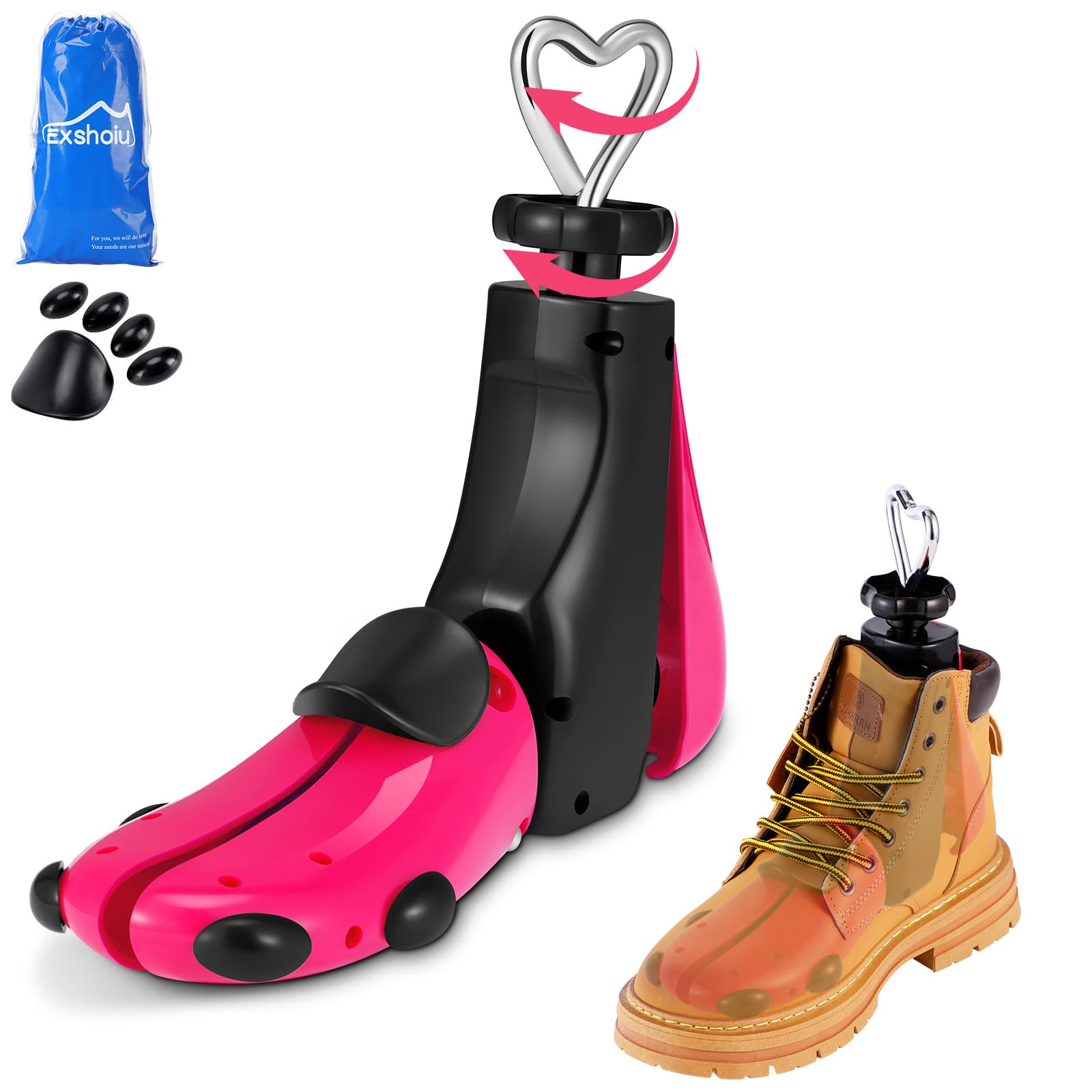 Exshoiu Shoe Stretcher Men Women, 4-Way Boot Stretcher Stretch Width & Length, Leather Boot Widener Stretcher for Wide Feets