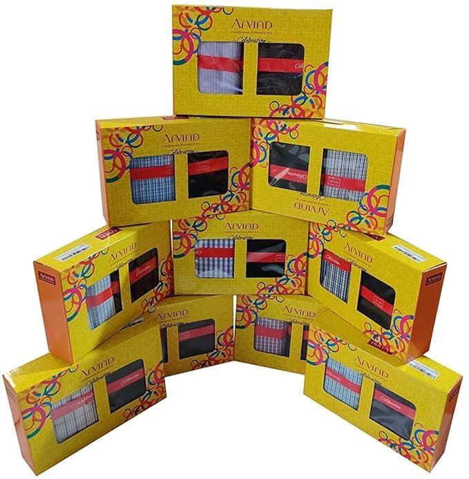 arvind Men's Poly Cotton Unstitched Fabric for Shirt and Trouser Dobby Combo in Gift Box Packing (Multicolor, Free Size) - Pack of 6-picture-23