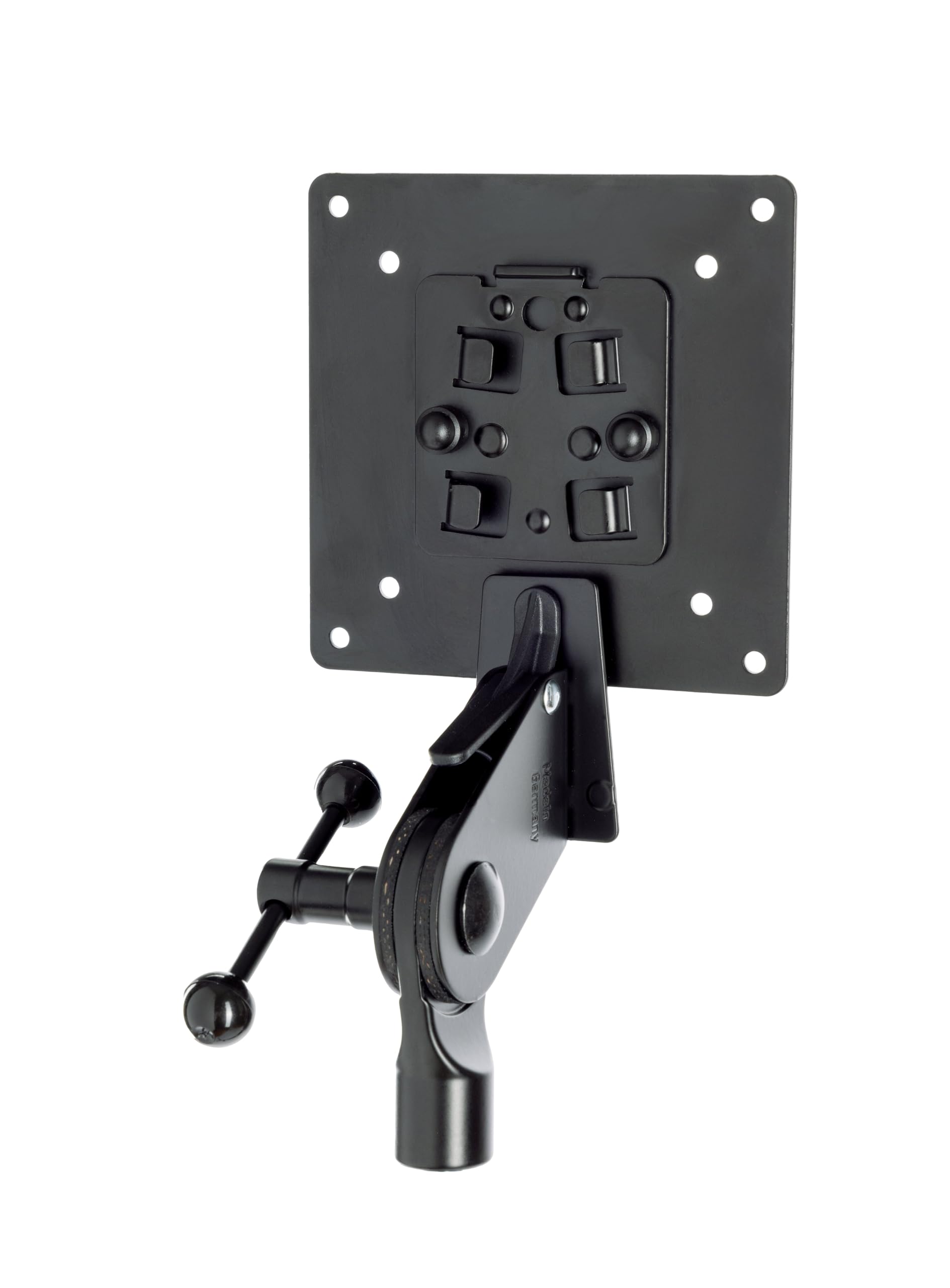 K&M 19685 Adapter für Bildschirme, Schwarz - Zur Montage von kleinen LCD/LED-Bildschirmen an Mikrofonstativen