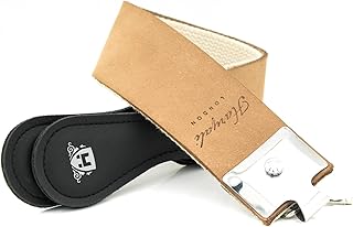 Leather Strop, Brown - Double-Sided Knife Sharpener with Hook Ends - Cowhide Sharpening Strop for All Blades and Knives - 52 cm x 7 cm