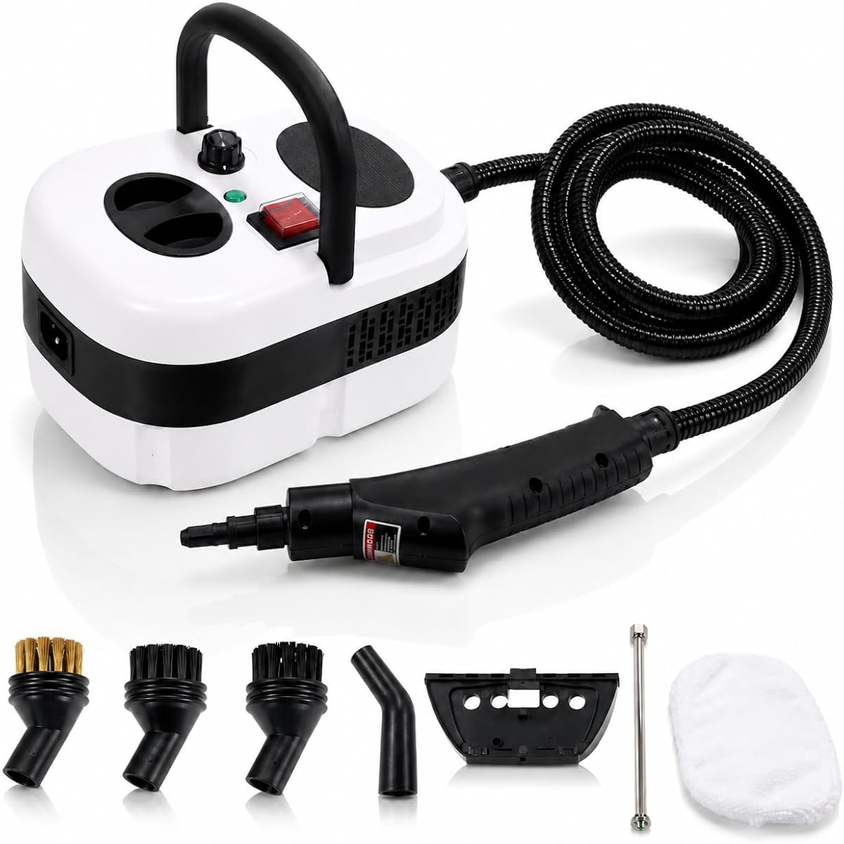 Pressurized Handheld Steam Cleaner, 221°F High-Temp Steamer for Deep Cleaning, Chemical-Free for Pets & Kids, 10-Piece Accessory Kit for Car, Couch, Grout, Tile & Floor
