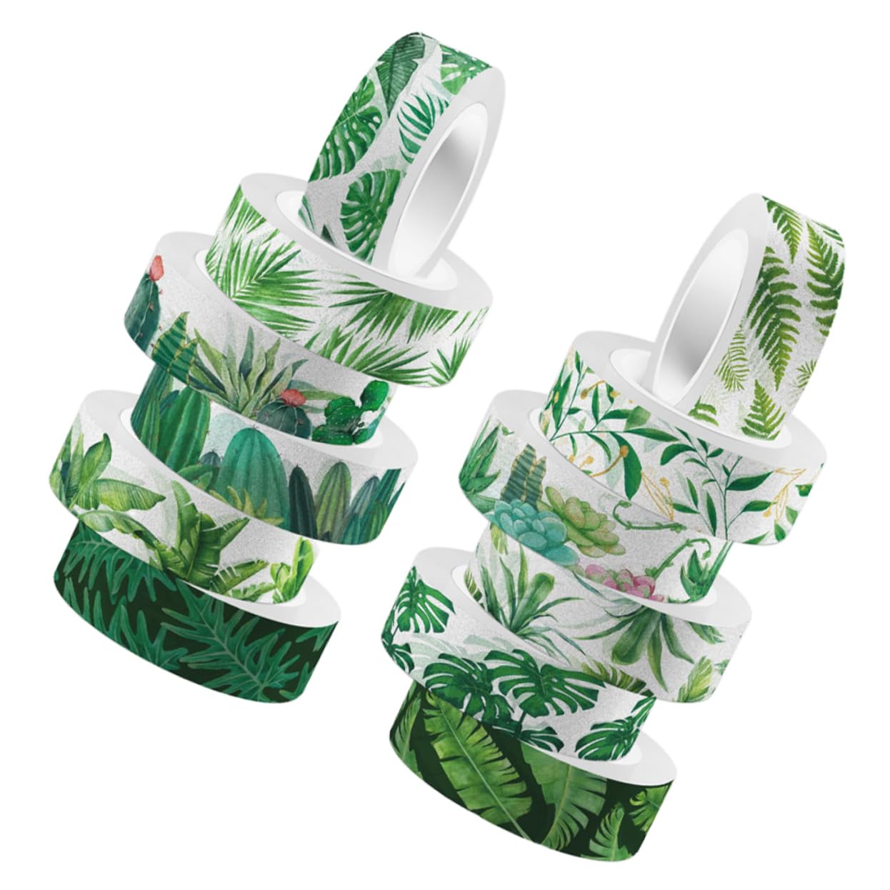 NUOBESTY 48rotoli Nastro Adesivo Decorativo Washi Tape Verde Per Scrapbooking e Decorazioni Adatto Per Diari Calendari e Regali Stile Kawaii e Facile Da Usare