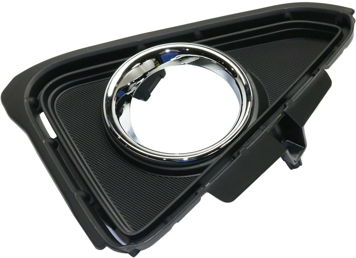 Right Front Passenger Side Fog Light Cover Bezel Replacement for 2016 2017 2018 Toyota Rav4 XLE LIMITED HYBRID Models Black Textured with Chomre Silver Ring Made of Plastic TO1039192 520300R030