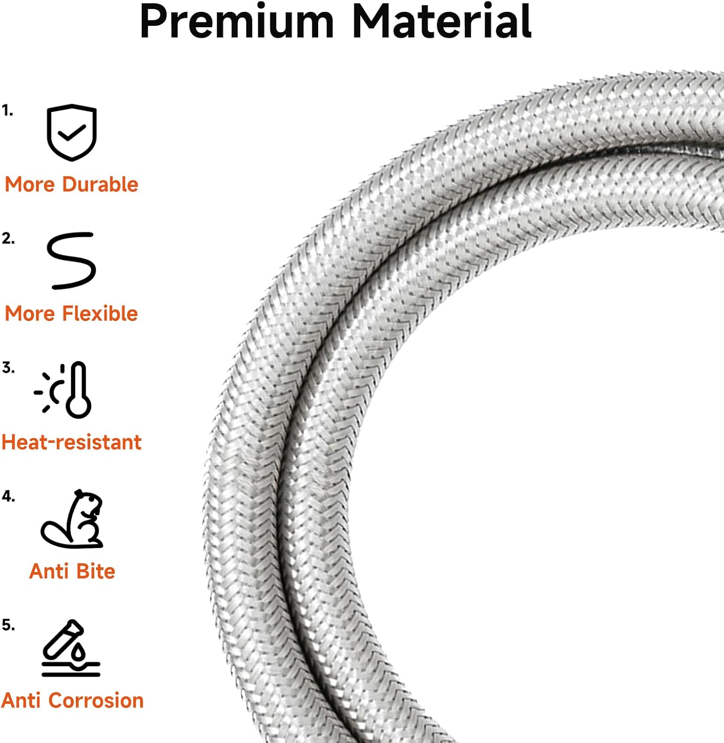 Stainless Braided Y Splitter, Universal Two Way POL&QCC Y Splitter Hose with Gauge to Connects 5-100lbs Propane Tank for Grill, Heater, Fire Pit, Fireplaces