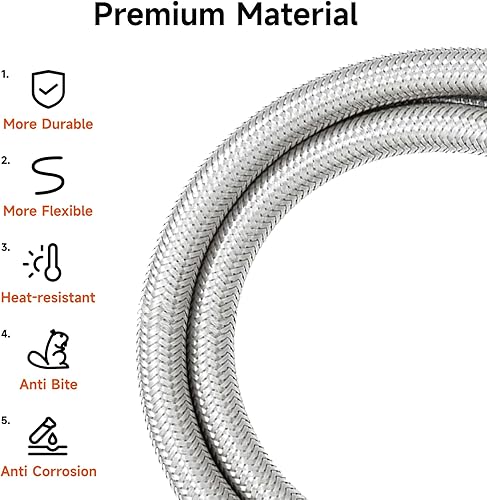 Miniatura 10 de Roastove Regulador y manguera de propano de 5 pies, piezas de repuesto universales para regulador de parrilla, manguera QCC1 y regulador para la