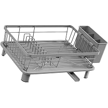 Dish Drying Rack, Kitchen Storage Unit with Degree Rotating Drain Pan, Stainless Steel Rack, Kitchen Organizer Drainer with Cutlery Holder for Spoons and Forks