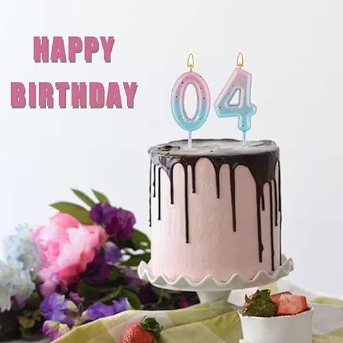 Miniatura 6 de Vela de letras con número de cumpleaños en degradé, velas de cumpleaños degradadas color rosa y azul para tartas