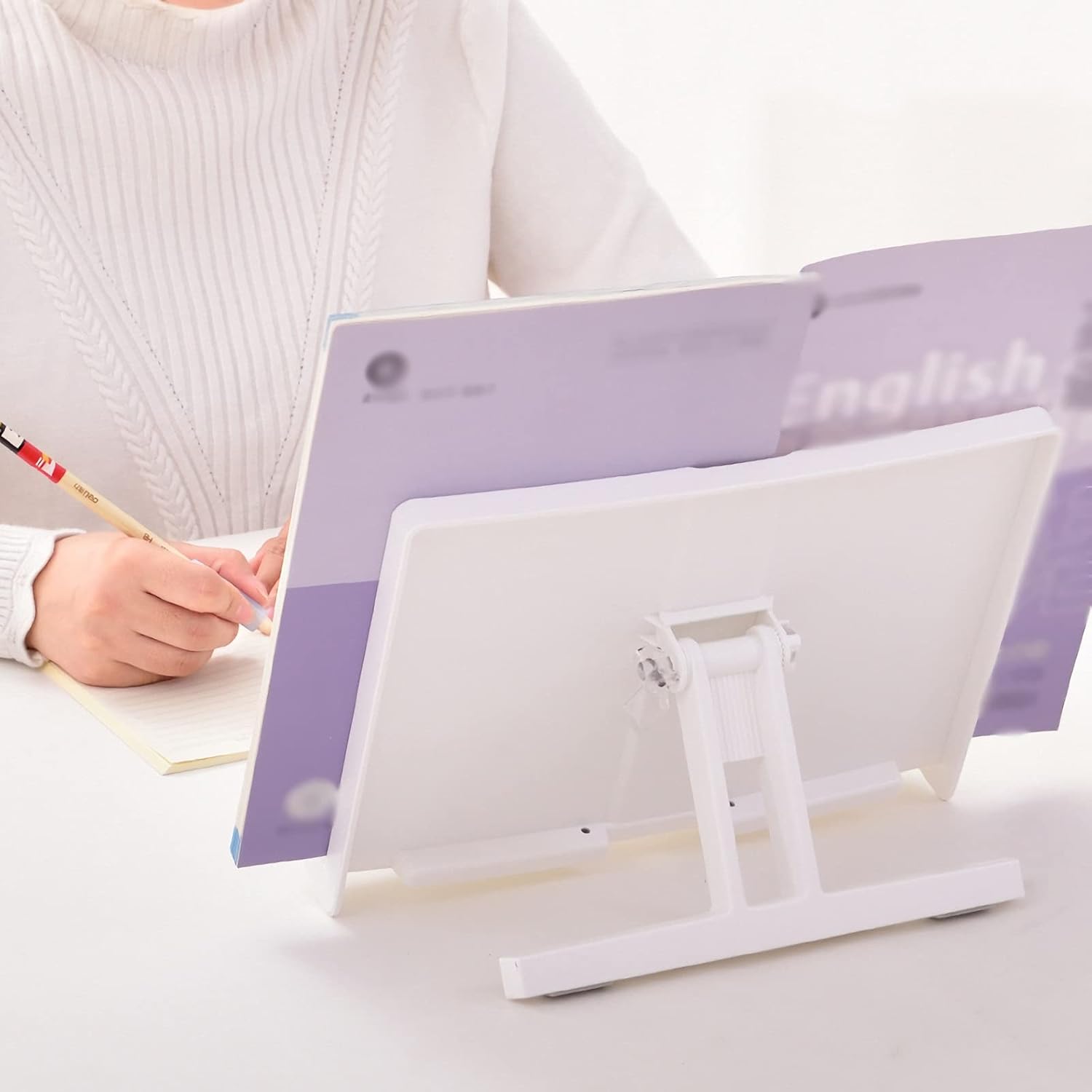 Book Stands and Holders for Reading 11 x 8 inch Book Stand, Adjustable Bookstand Holder Tray, Portable Study and Work Accessories, Reading Desk Textbooks Tablet Stands for Kitchen and Office (Pink )