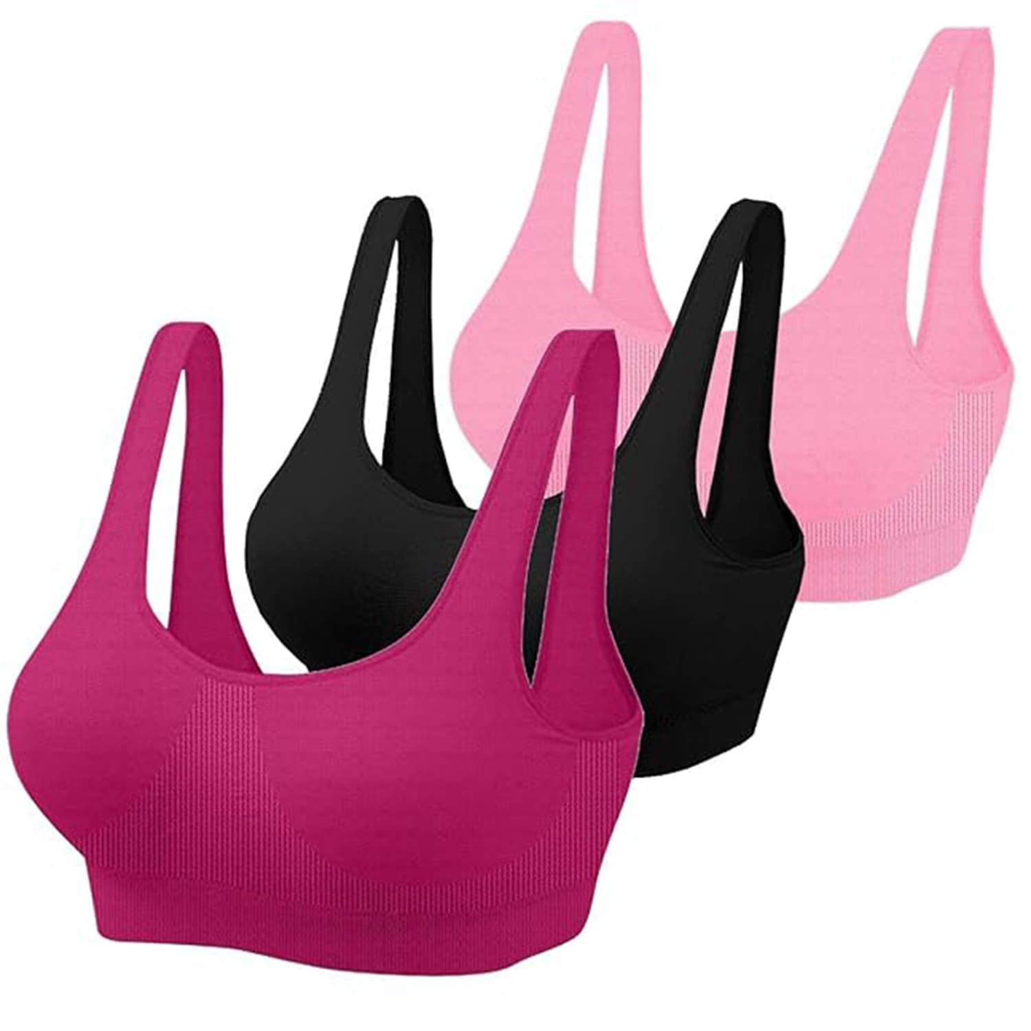 Women Cotton Non Padded Non-Wired Air Sports Bra (Pack of 3)-image-1