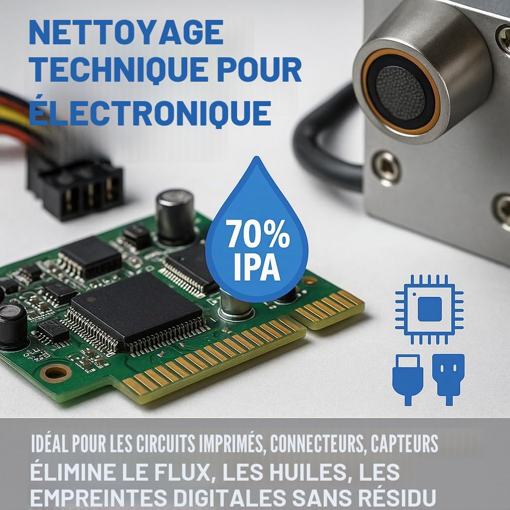 GiDeli Isopropanol 70 % Lot de 3 bidons de 5 litres d'alcool isopropylique à haute teneur en alcool isopropylique IPA pour le nettoyage des composants électroniques, des lentilles et des écrans